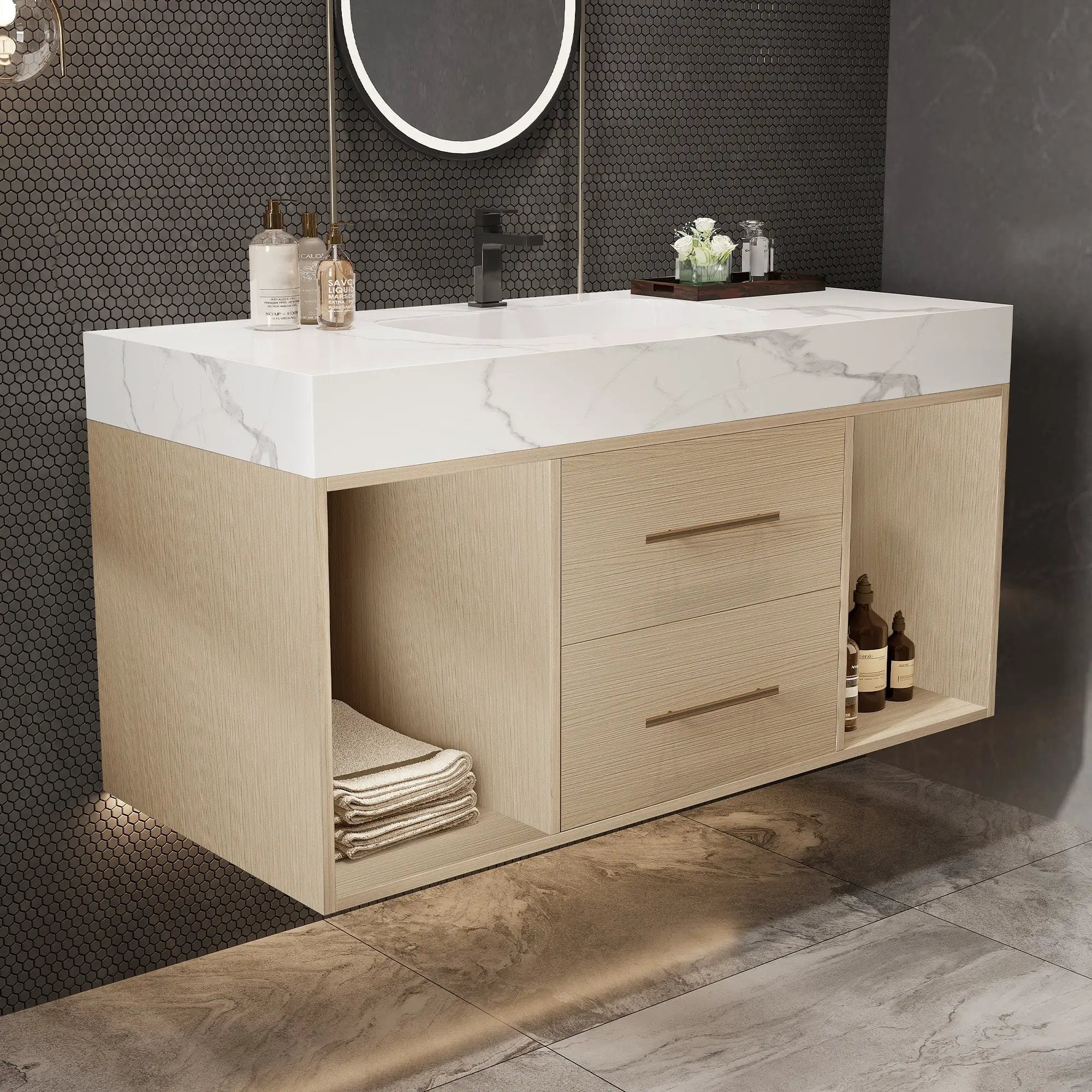 39.4" Floating Bathroom Vanity with Ceramic Sink by HouseOfZazla