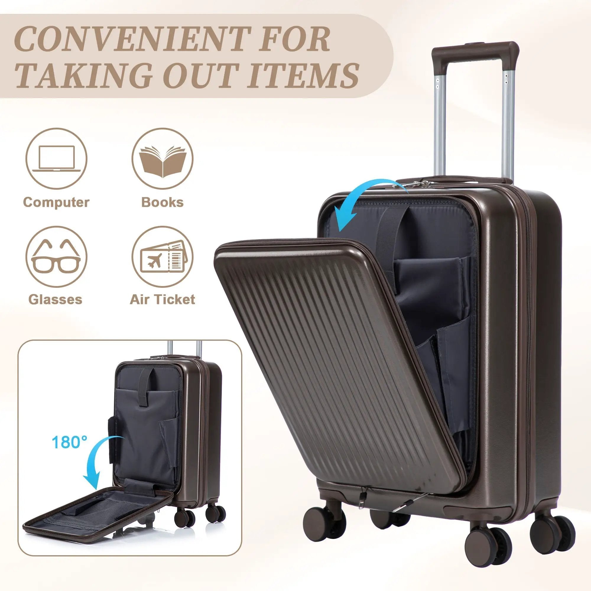 14' & 20' ABS Spinner Wheel Luggage Set with Cosmetic Case by HouseOfZazla