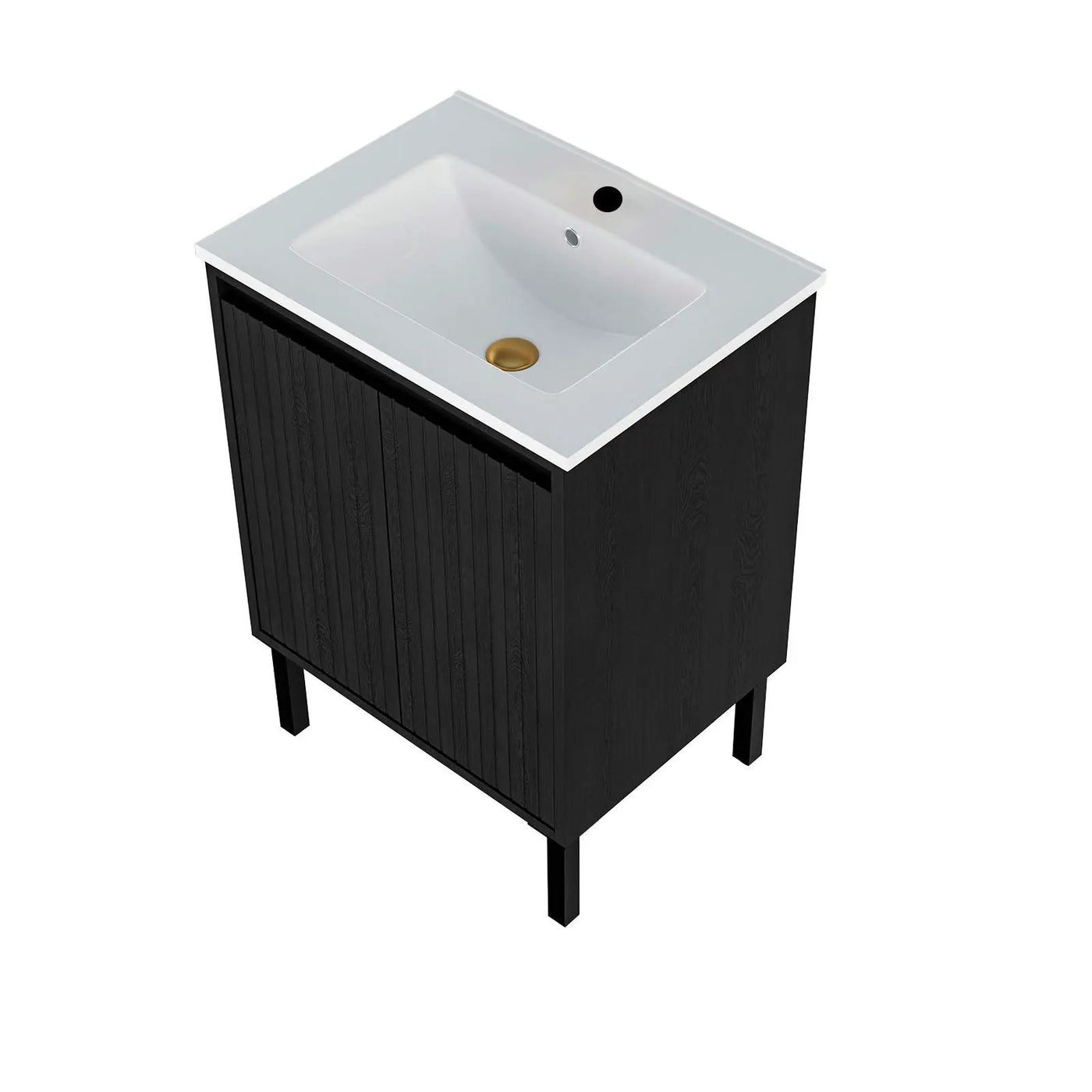 Bathroom Vanity With Ceramic Sink, Floor-Standing Design, Soft-Closing Drawers by HouseOfZazla