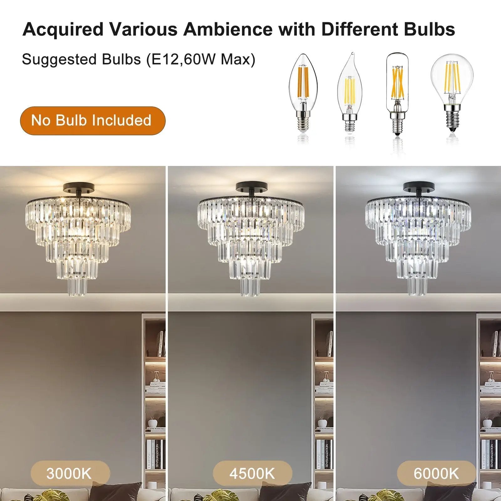 20' Black Crystal Chandelier Ceiling Light, Modern Luxury 10-Light Flush Mount by HouseOfZazla