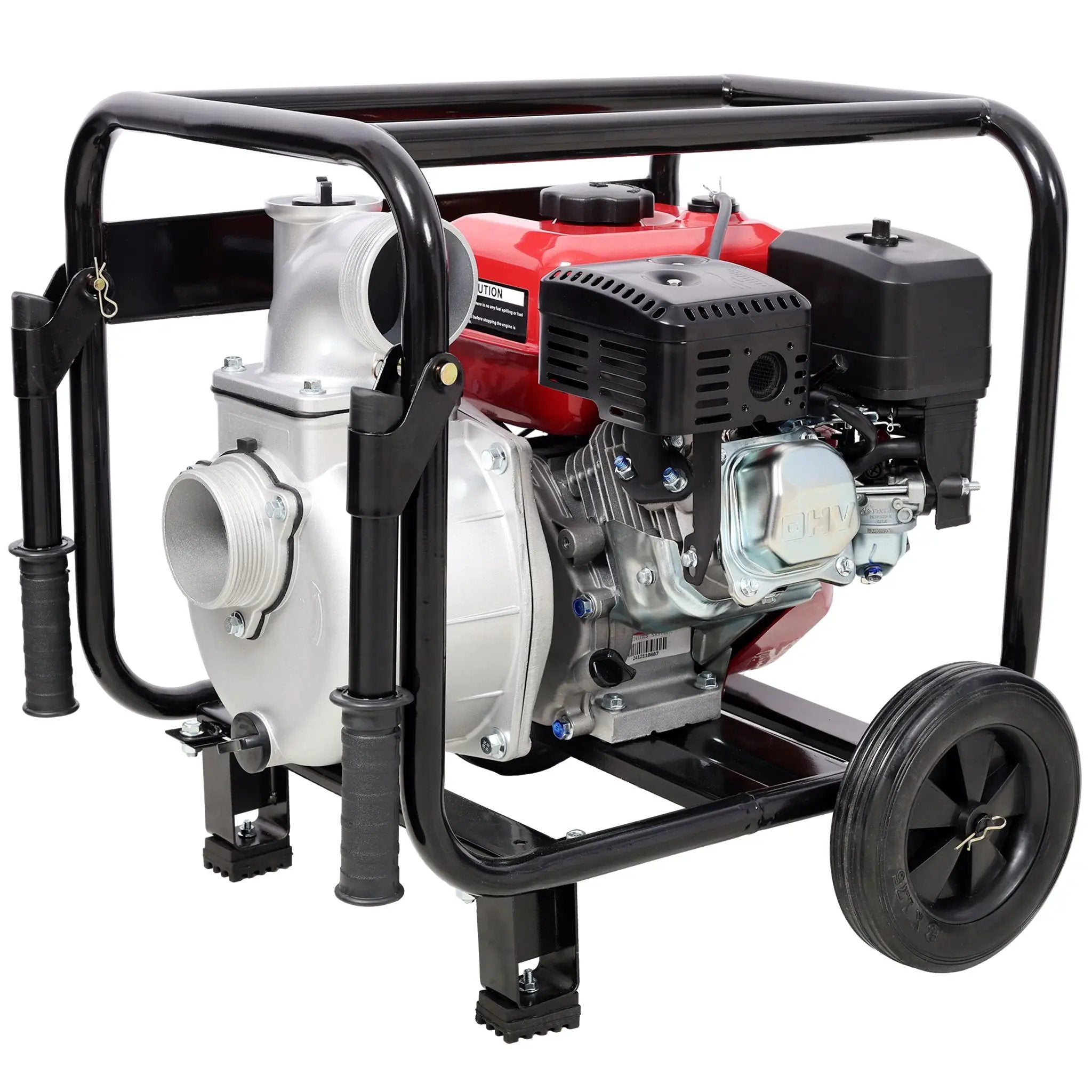 Gas Engine Powered Water Pump 3" Inlet & Outlet 7Hp 212Cc Epa Certified With Wheels And Handle - Black / Red by HouseOfZazla