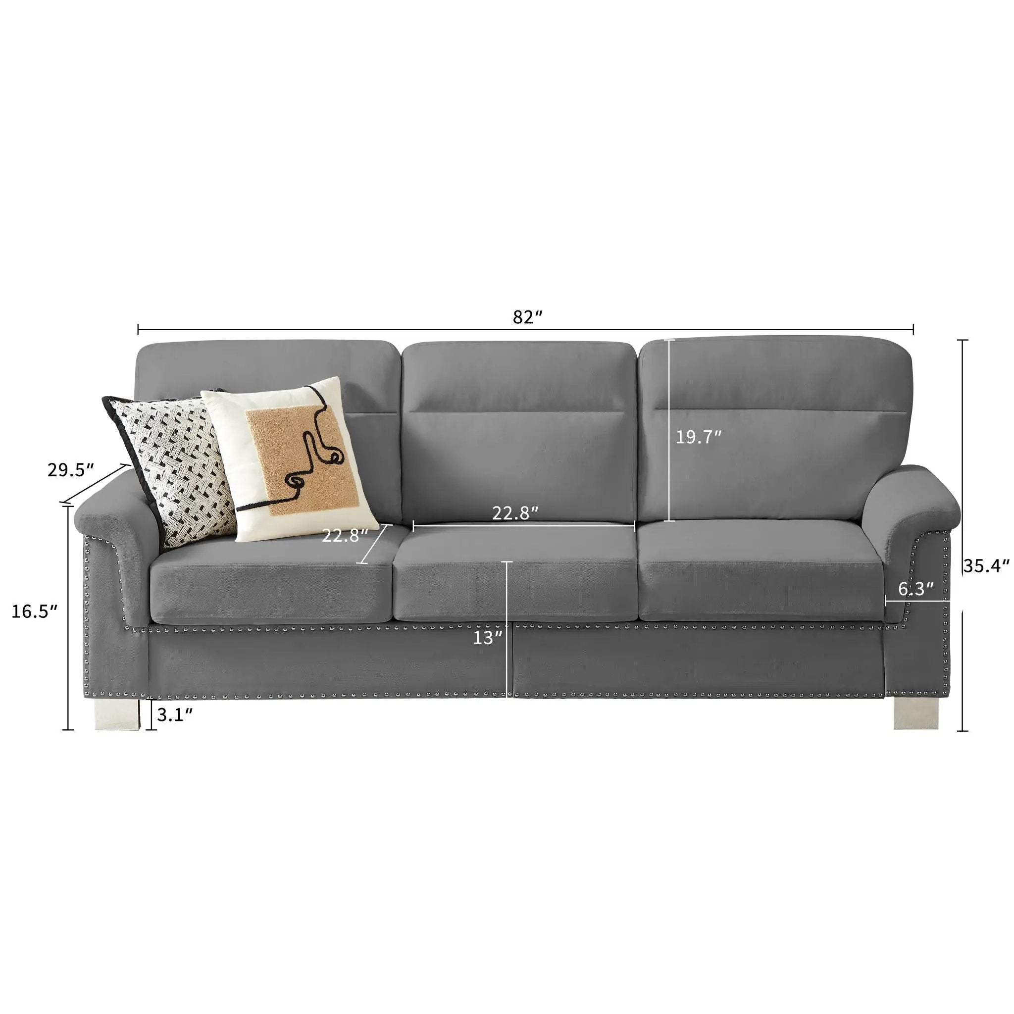 3 Seater Elegant Stationary Sofa by Unique Piece Furniture