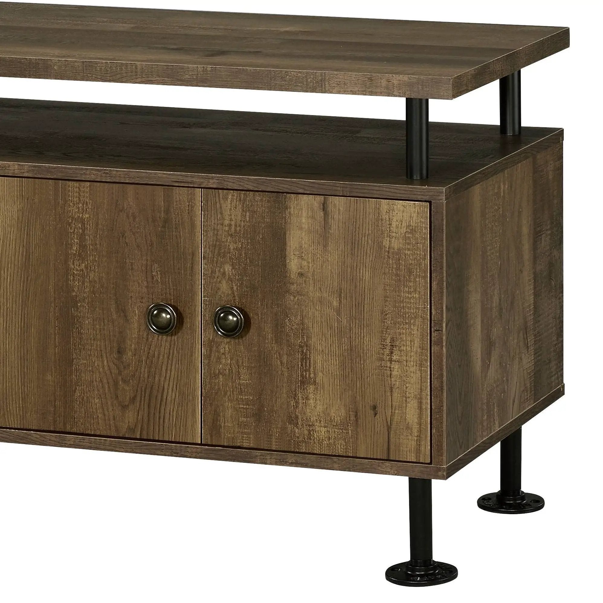 Ensata II - TV Stand - Rustic Oak / Black by HouseOfZazla