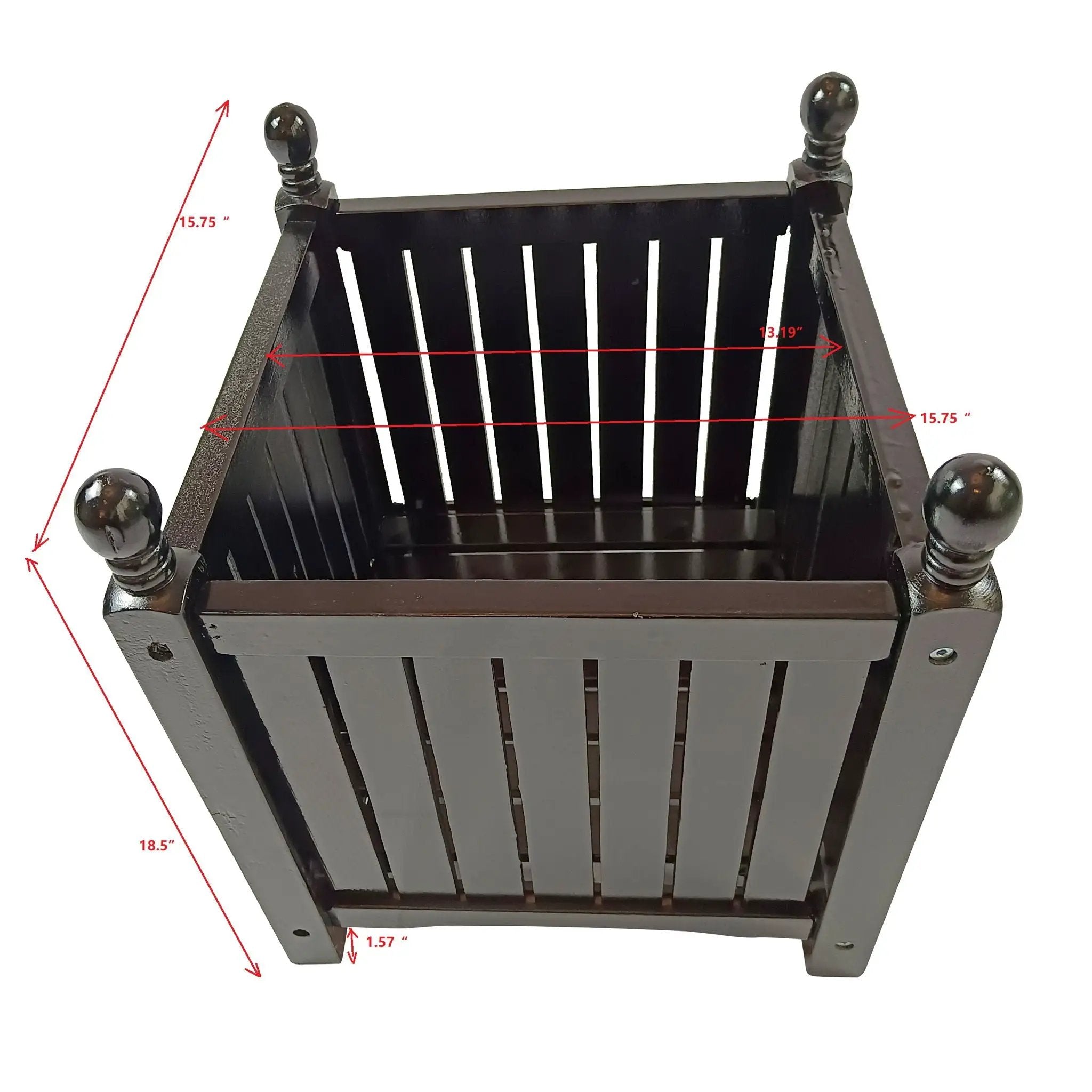 Outdoor Square Flower And Herb Pot For Garden, Porch And Patio Outside Plant And Vegetable Container, Planter - Black by Unique Piece Furniture