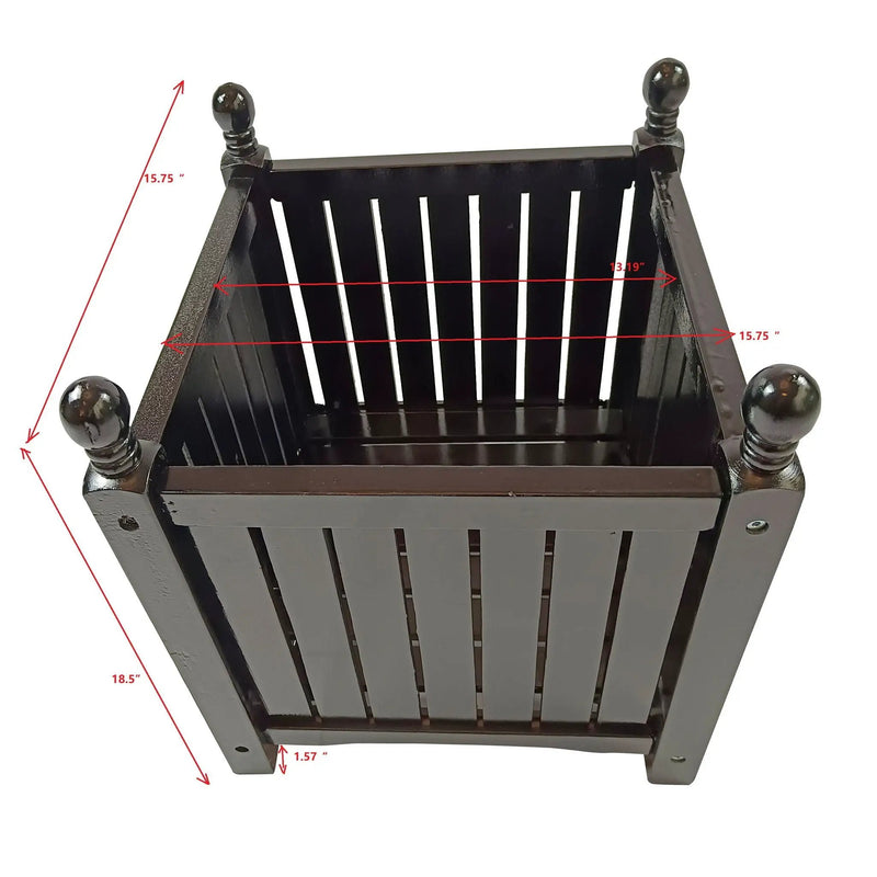 Outdoor Square Flower And Herb Pot For Garden, Porch And Patio Outside Plant And Vegetable Container, Planter - Black by Unique Piece Furniture