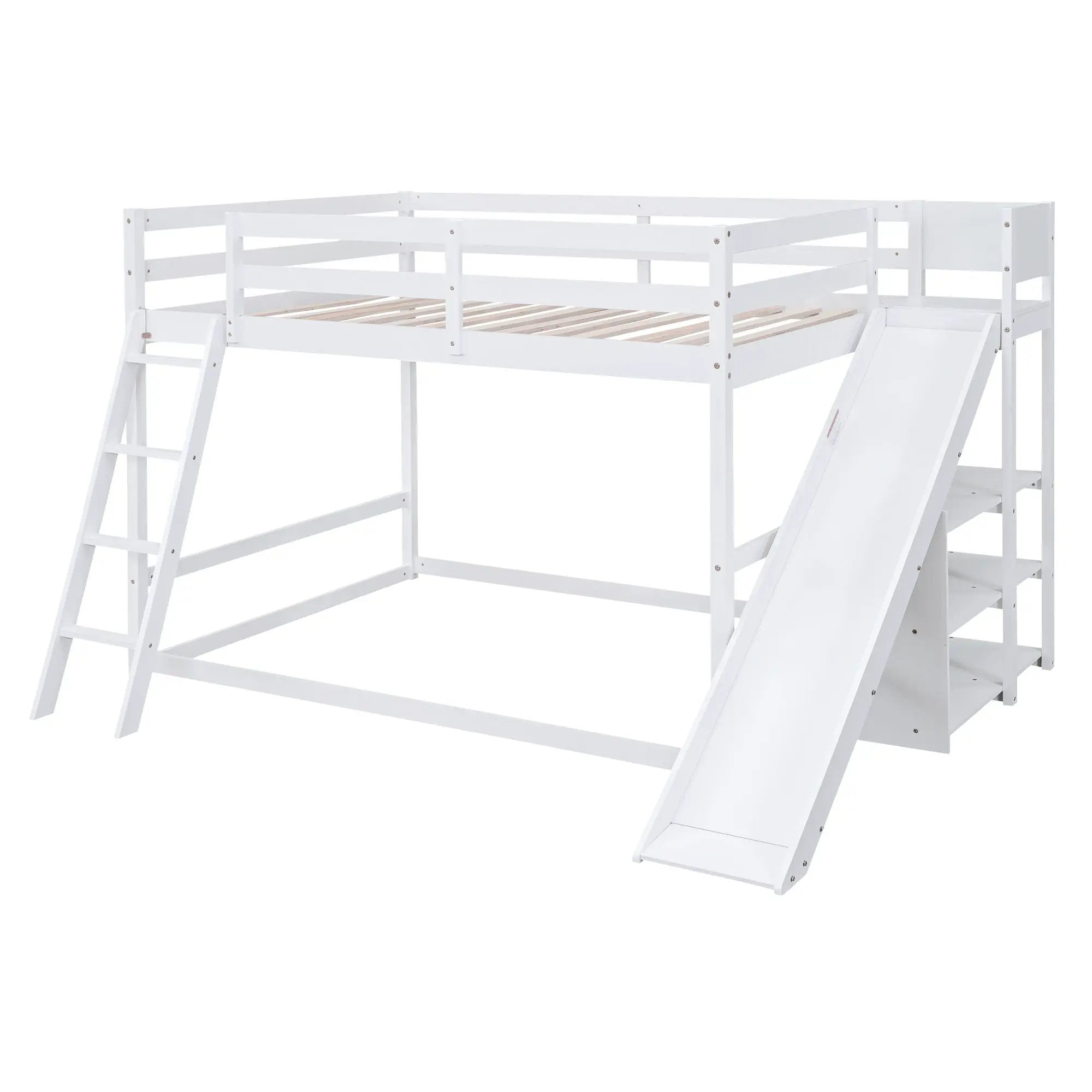Bunk Bed With Ladder, Slide, And Shelves Pine Wood by Unique Piece Furniture