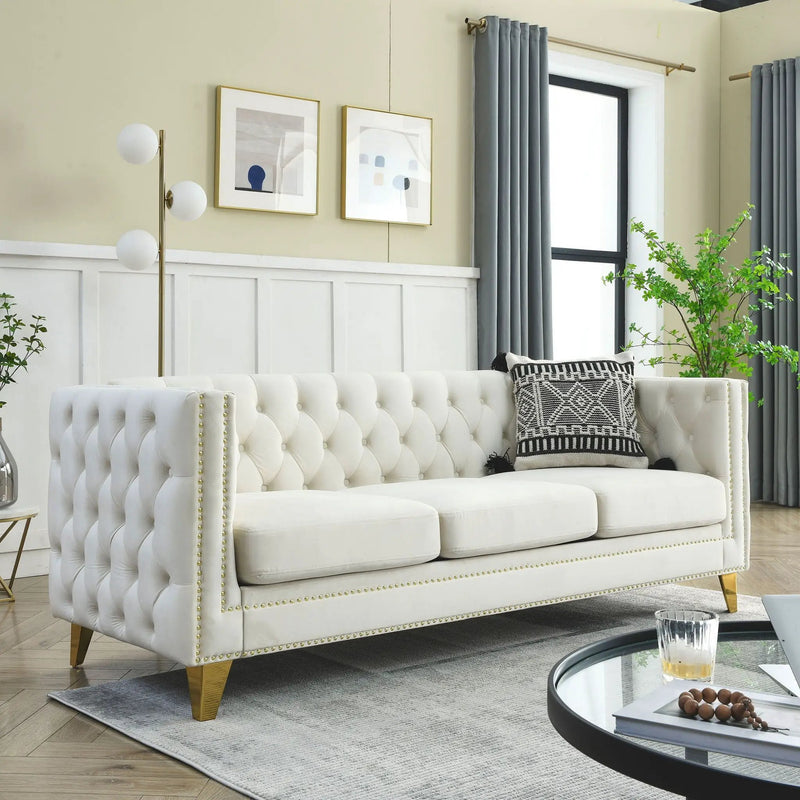 Upholstered Couch Sofa With Button Tufting For Living Room by HouseOfZazla