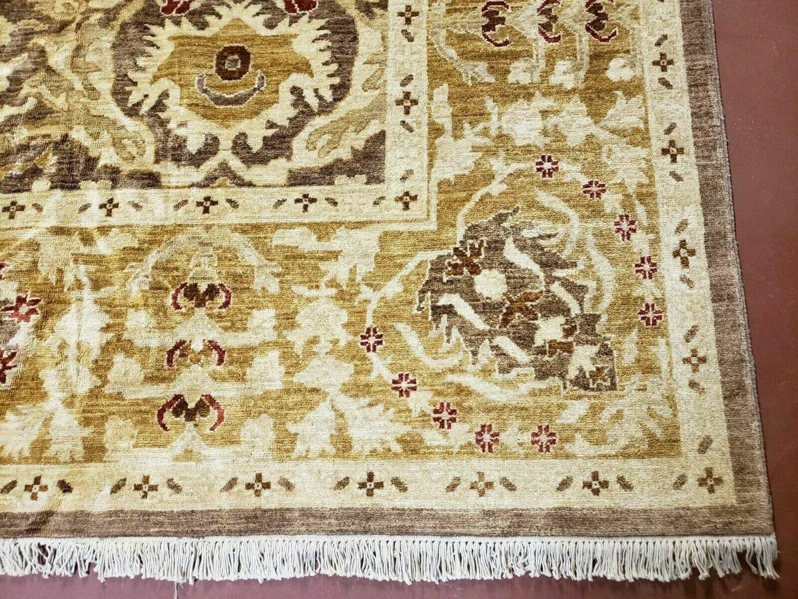 10' X 14' Handmade Pak Peshavar Chobi Agra Wool Carpet Coffee Brown Gold by Jewel Rugs