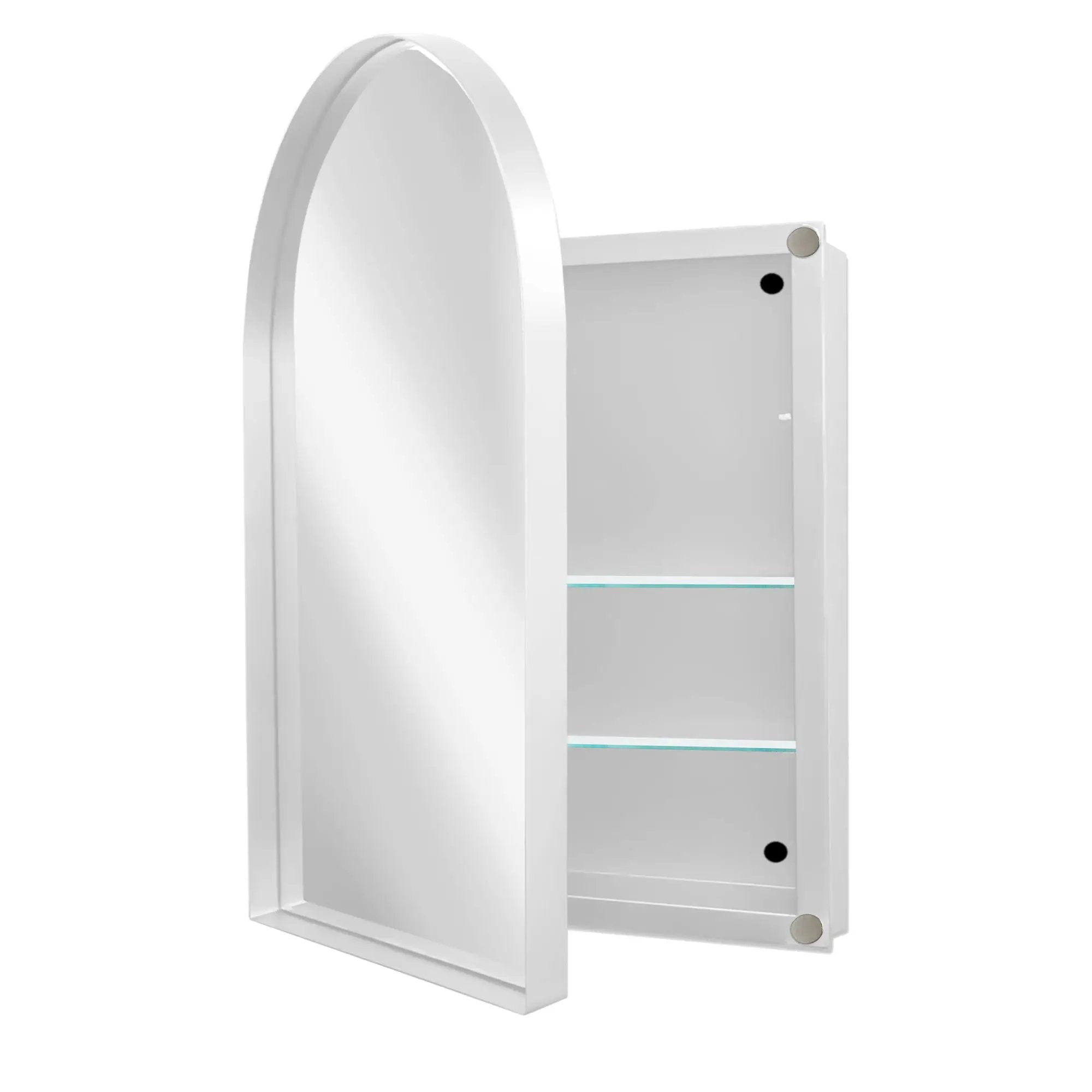 Arched Recessed Medicine Cabinet, Metal Framed Bathroom Wall Cabinet With Mirror And Adjustable Shelves, Wall Mirror With Storage For Bathroom by Unique Piece Furniture