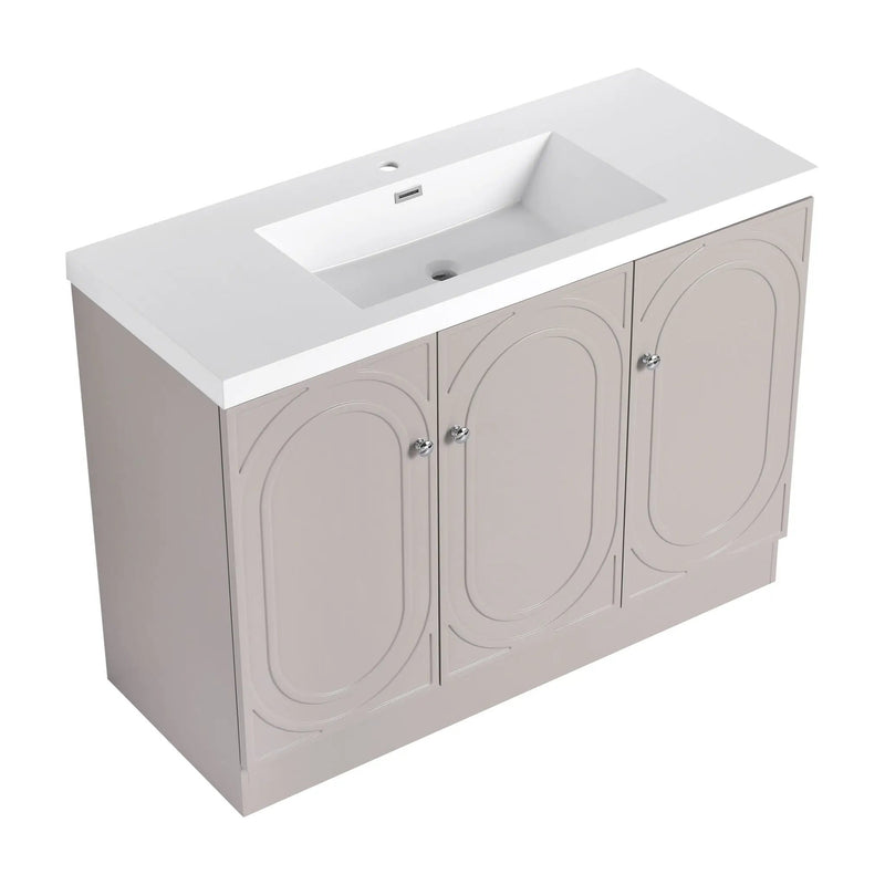 Contemporary Freestanding Bathroom Vanity With Resin Sink & Soft-Close Cabinet Doors by HouseOfZazla