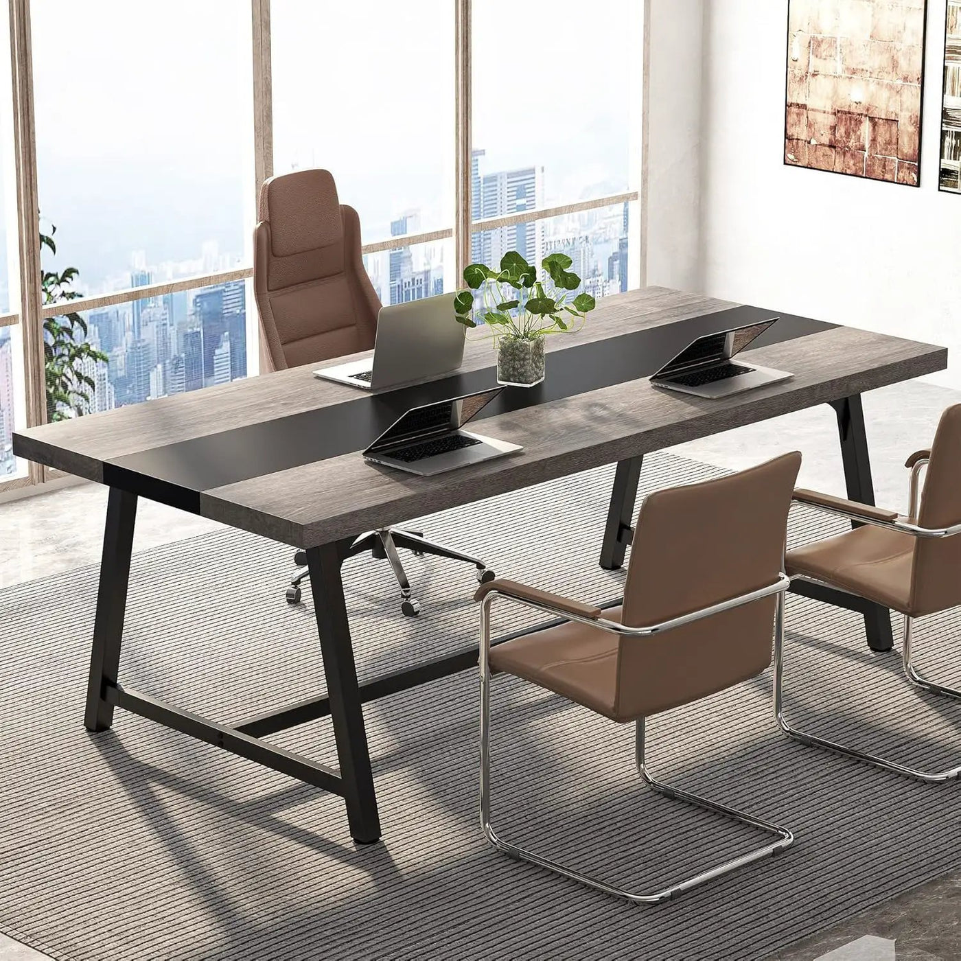 Modern Rectangular Conference Table For 6 - 8 People, Office Executive Desk by HouseOfZazla