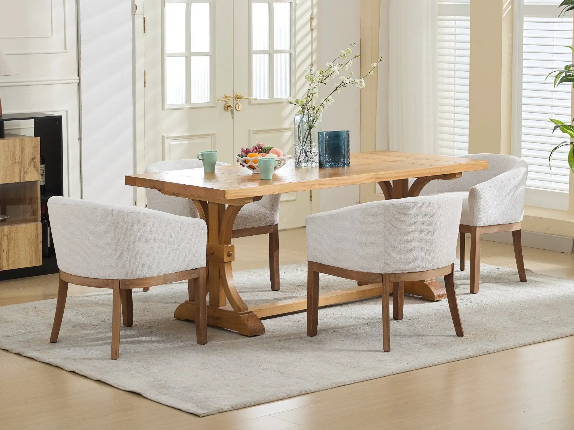 Mid Century Modern Upholstered Barrel Dining Chair with Arms by HouseOfZazla