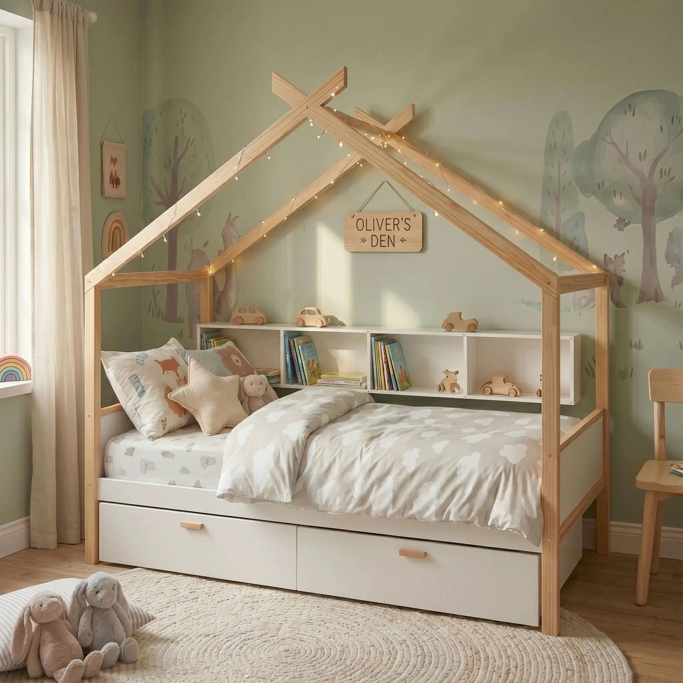 House Bed With Bookshelf Storage by HouseOfZazla