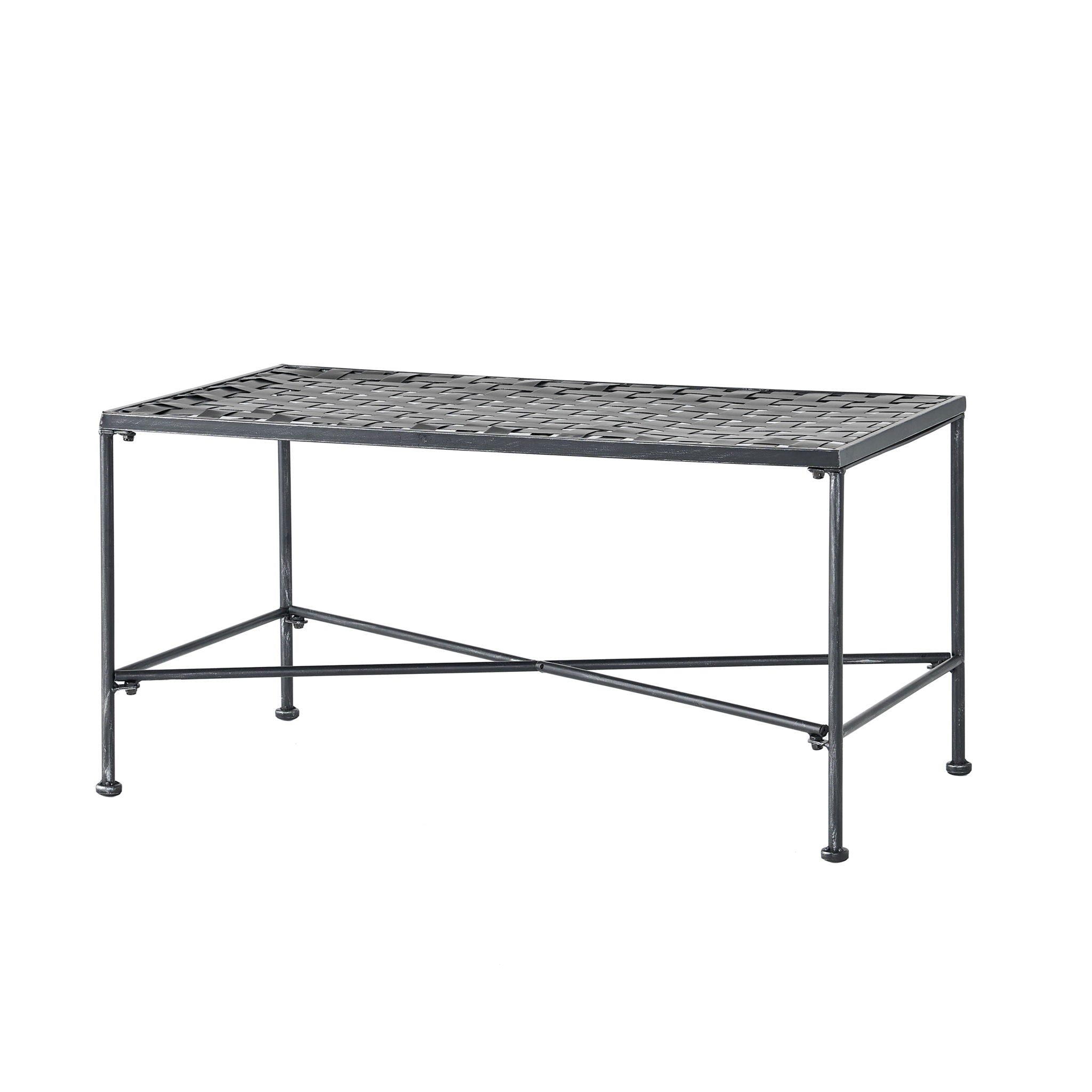 Luna Outdoor Iron Coffee Table - Black Brush Silver by HouseOfZazla
