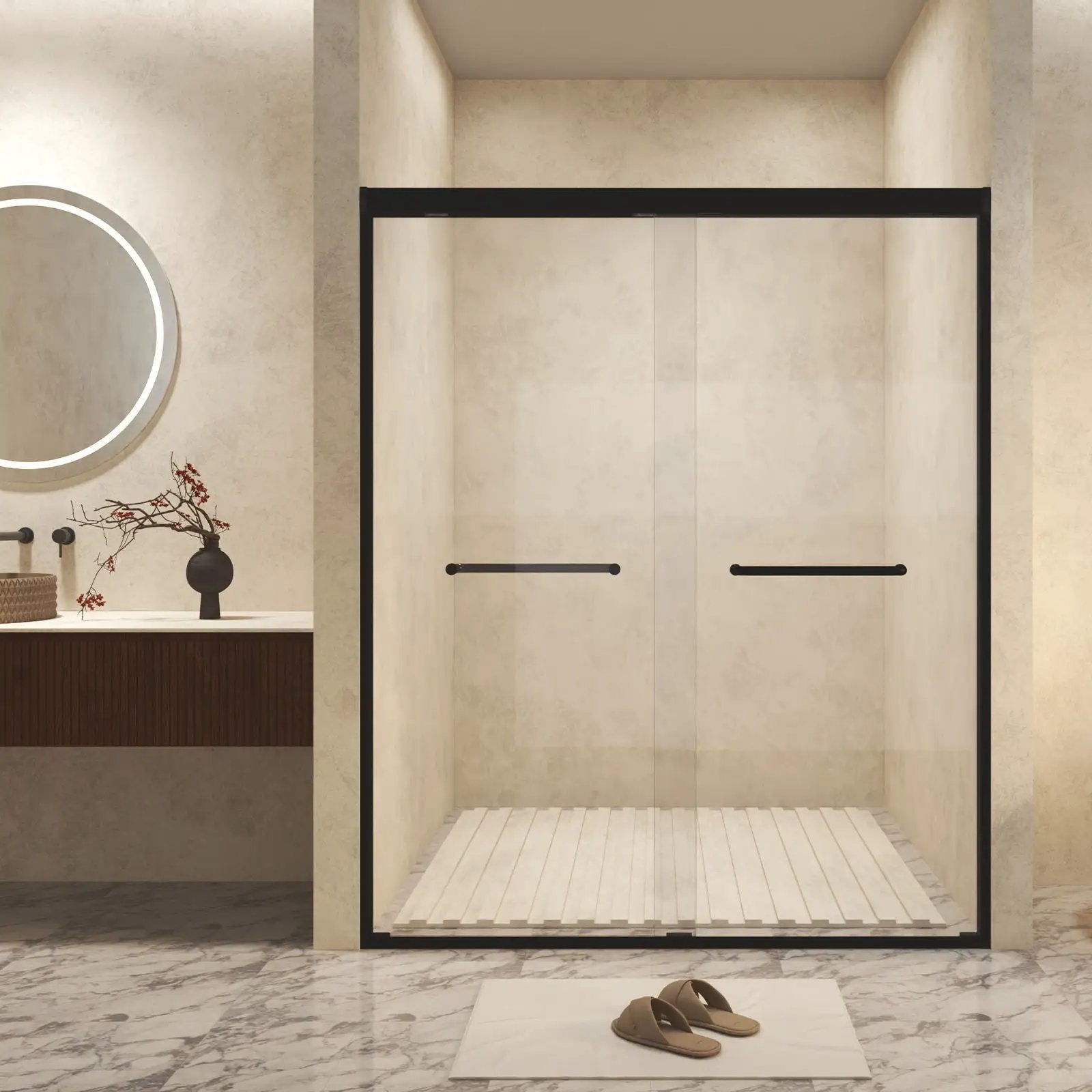 Double Sliding Shower Door With Explosion Proof Film
