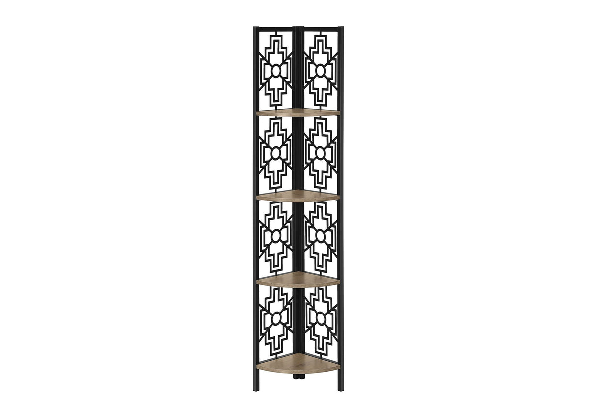 4 Tier Corner Bookshelf Bookcase with Metal Frame - White, Dark Brown, Light Brown, photo 11 of 12
