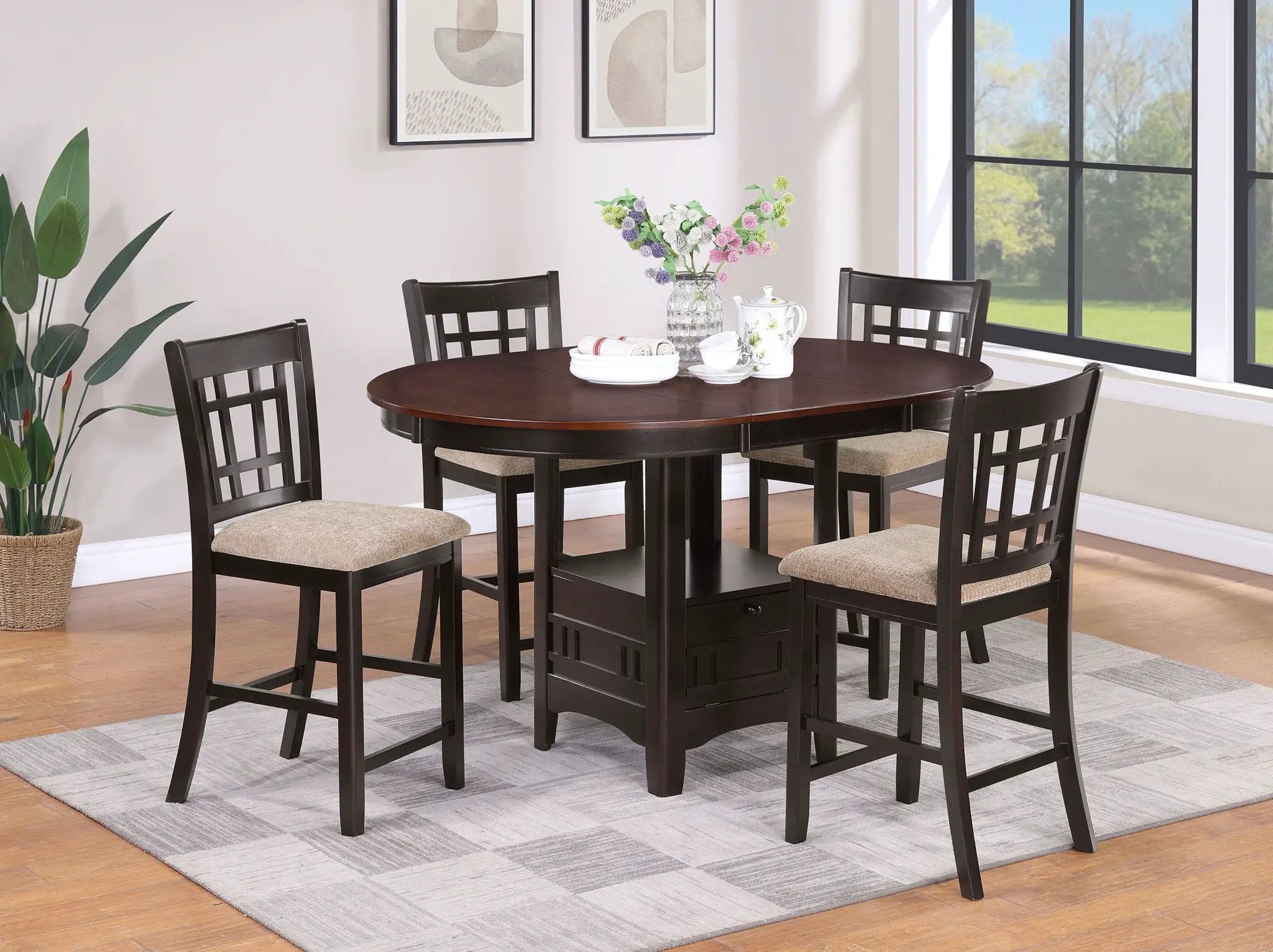 Lavon Oval 60-inch Counter Height Extension Dining Table Chestnut by Unique Piece Furniture