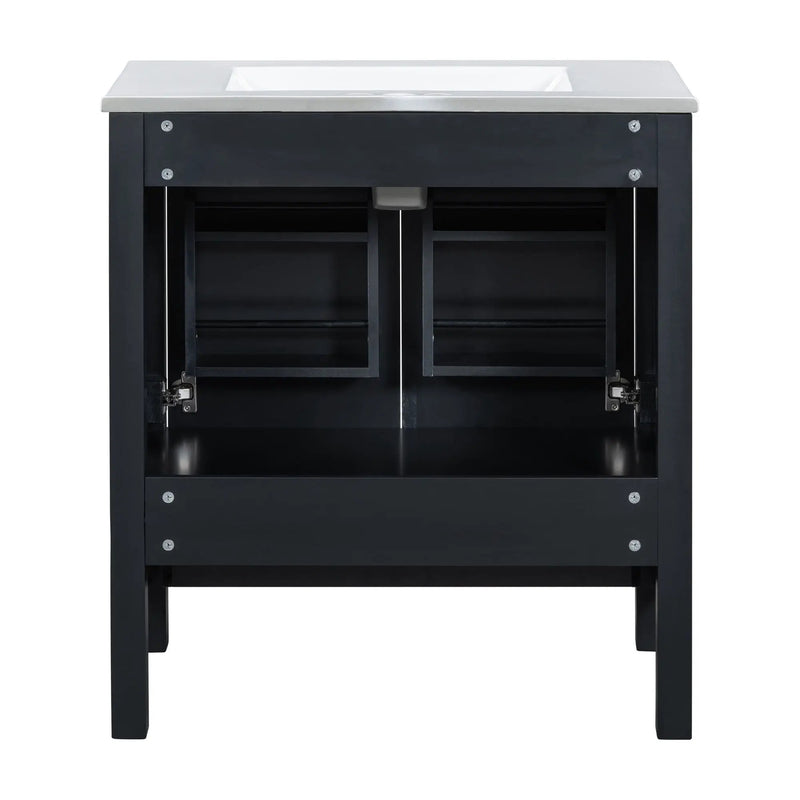 Bathroom Vanity With Single Sink, Combo Cabinet Undermount Sink, Bathroom Storage Cabinet With Two Doors And A Drawer, Soft Closing, Multifunctional Storage, Solid Wood Frame by HouseOfZazla
