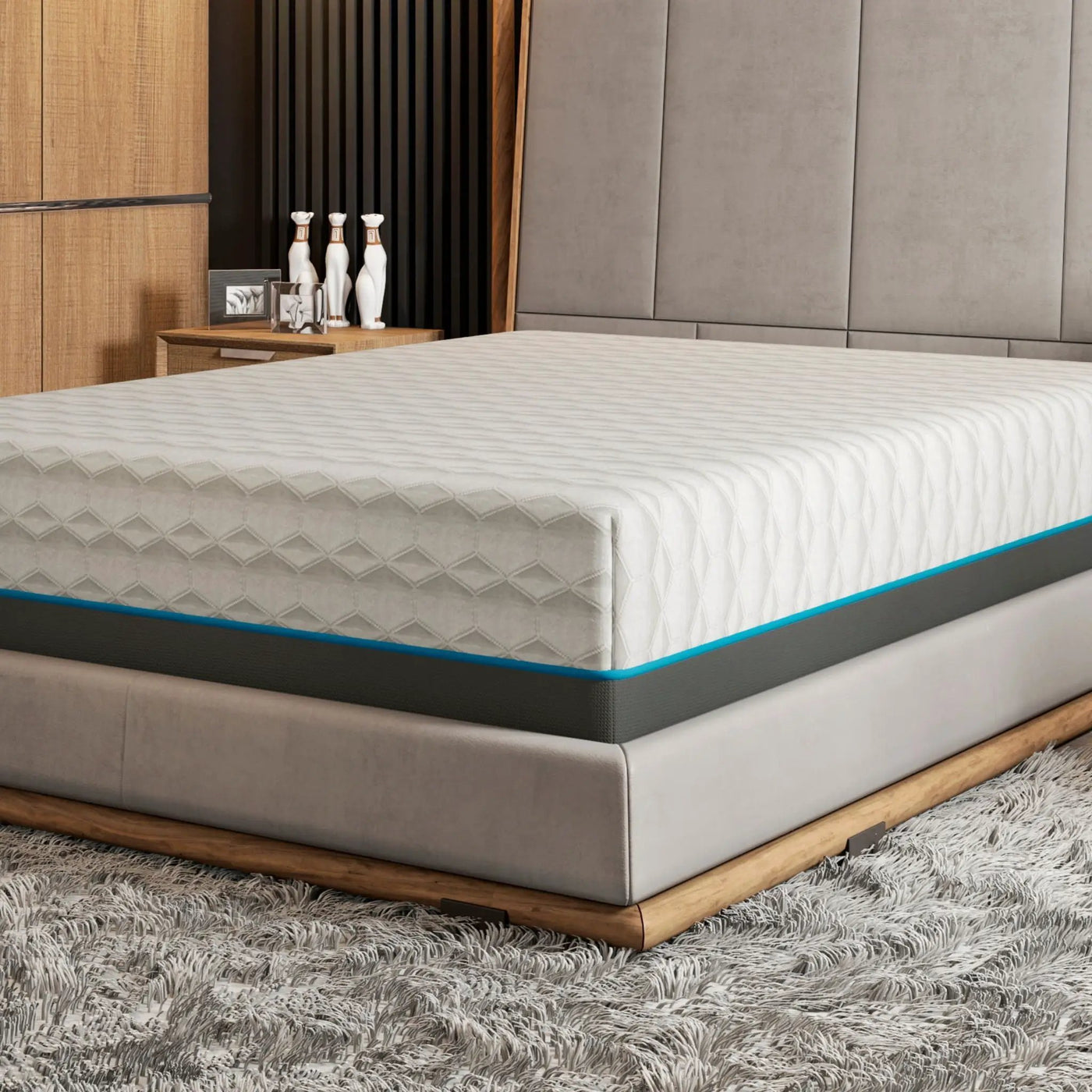 Copper Lux - 14" Plush Memory Foam Mattress With Phase Change Cooling Fabric by HouseOfZazla