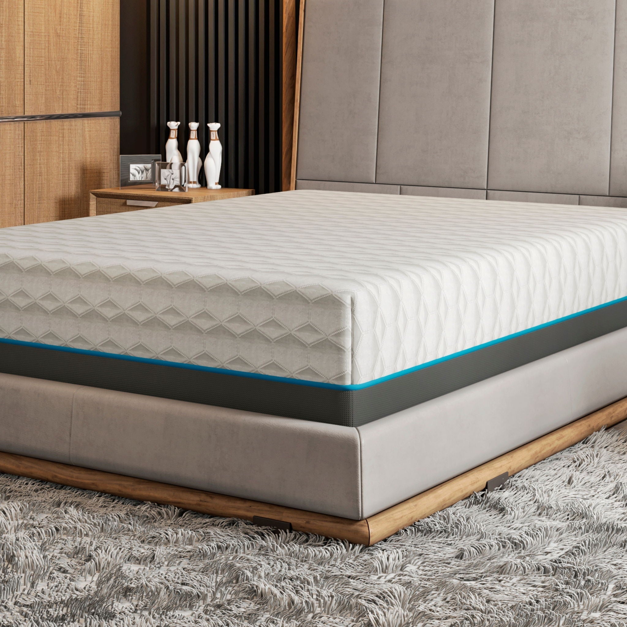 Copper Lux - 14" Plush Memory Foam Mattress With Phase Change Cooling Fabric by HouseOfZazla