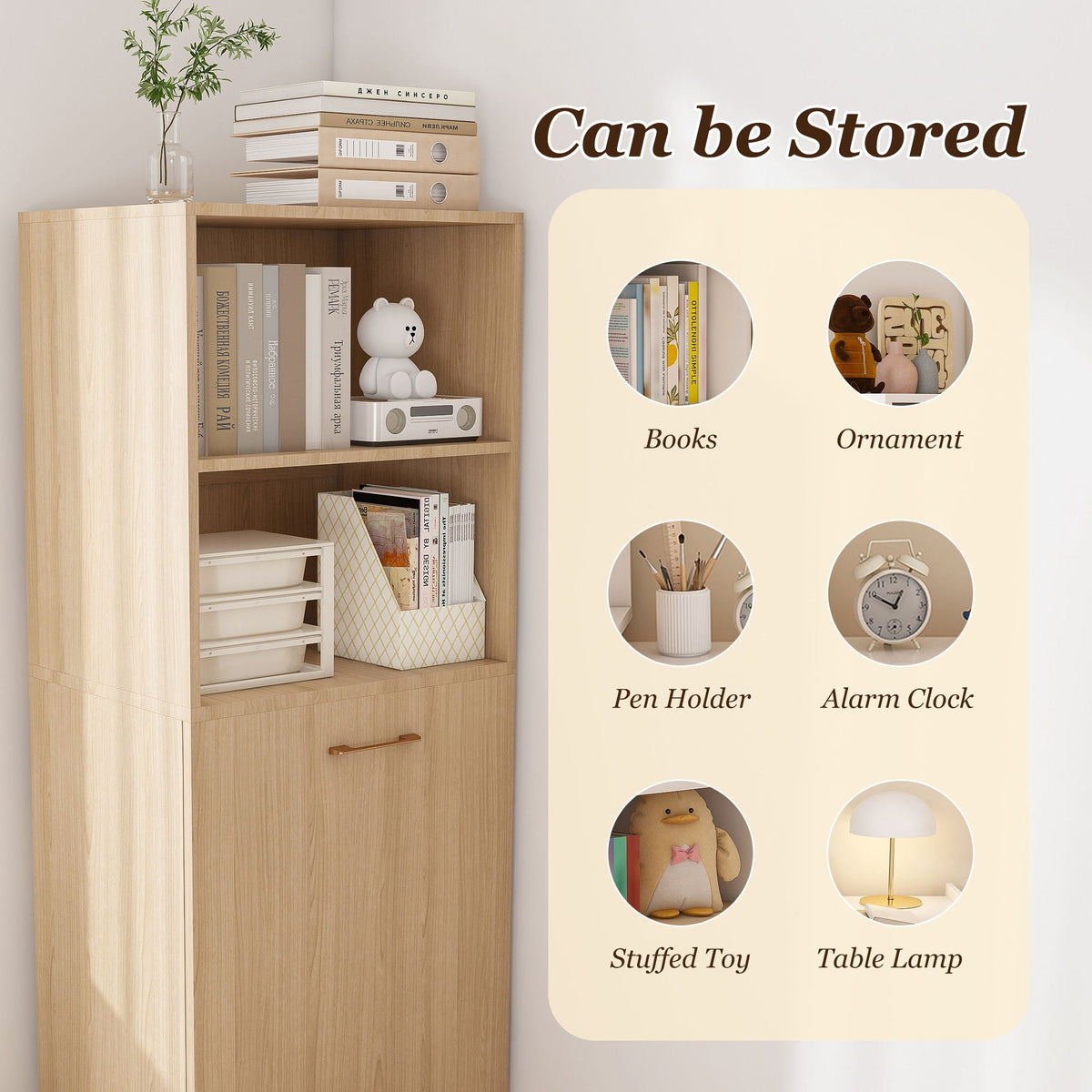 Stretchable Office Desk with Storage Shelves and Mobile Wheels - White or Light Brown, photo 22 of 34