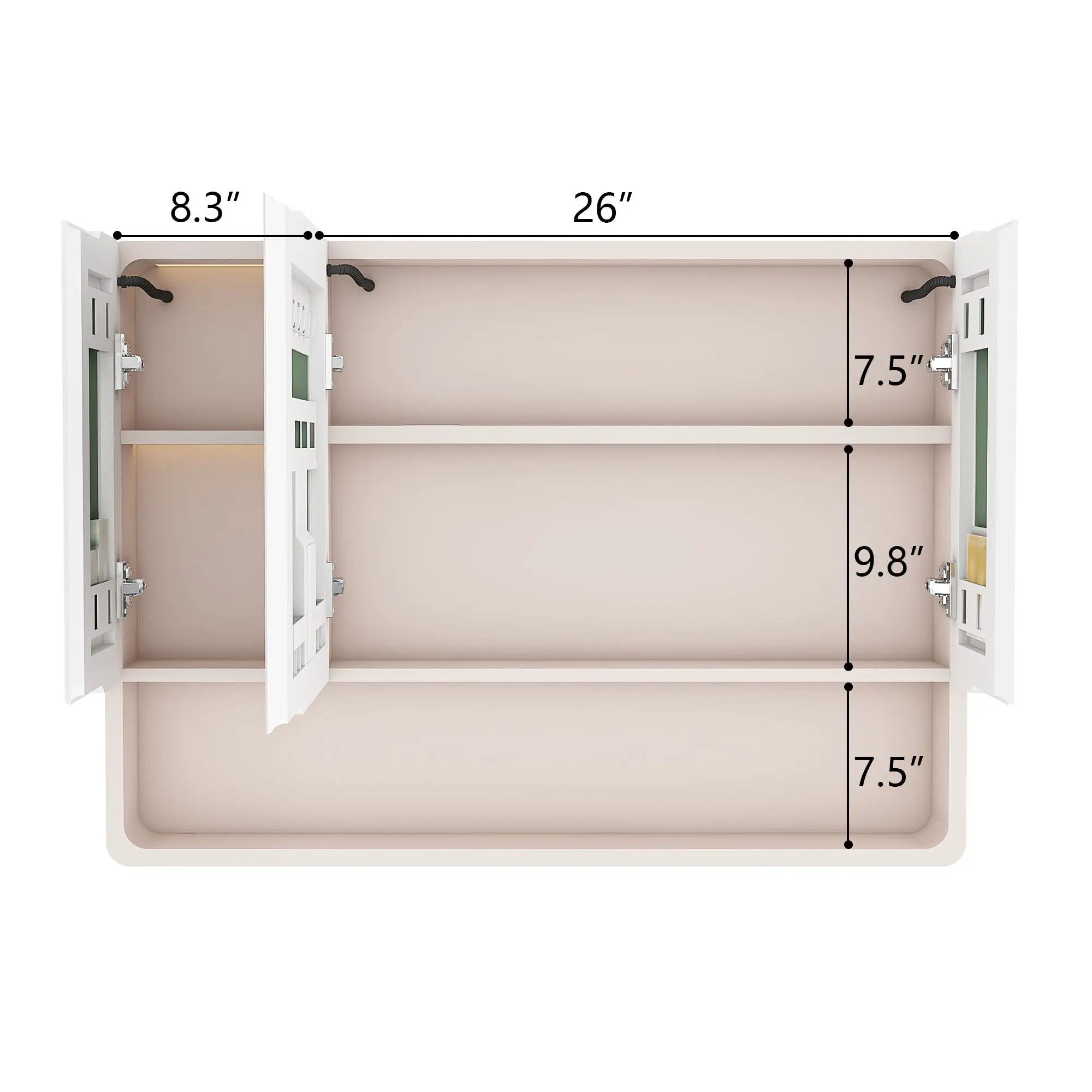 Aluminium Medicine Cabinet Mirror, With 3 Colors LED Light And Defogging Function - Khaki by HouseOfZazla