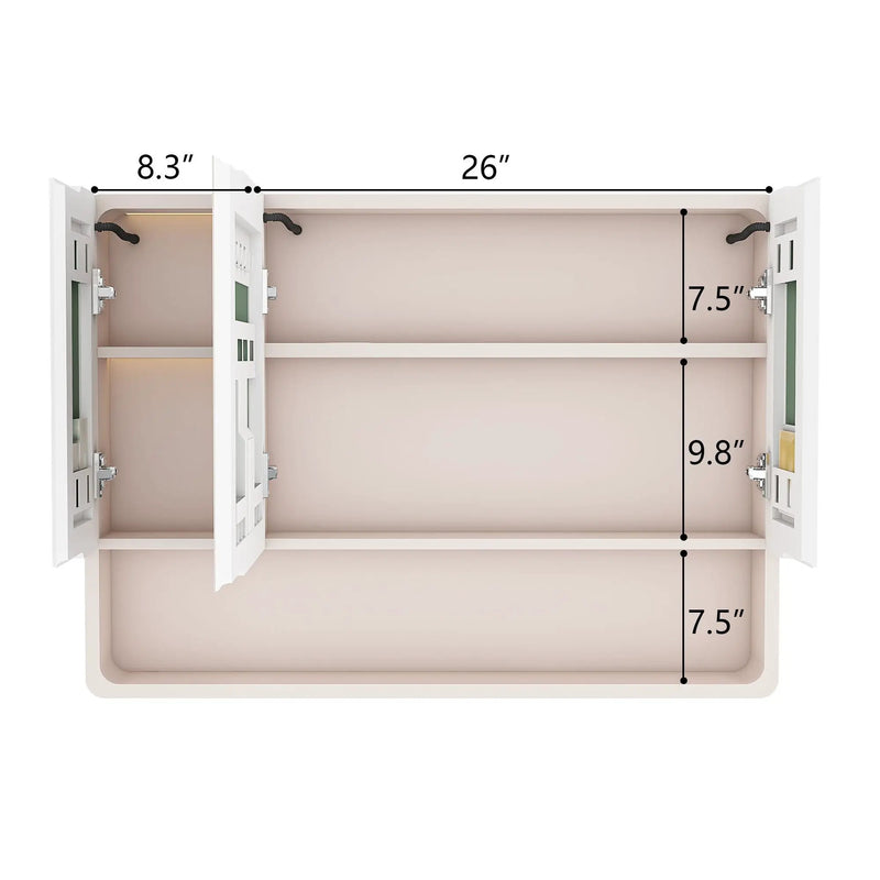Aluminium Medicine Cabinet Mirror, With 3 Colors LED Light And Defogging Function - Khaki by HouseOfZazla