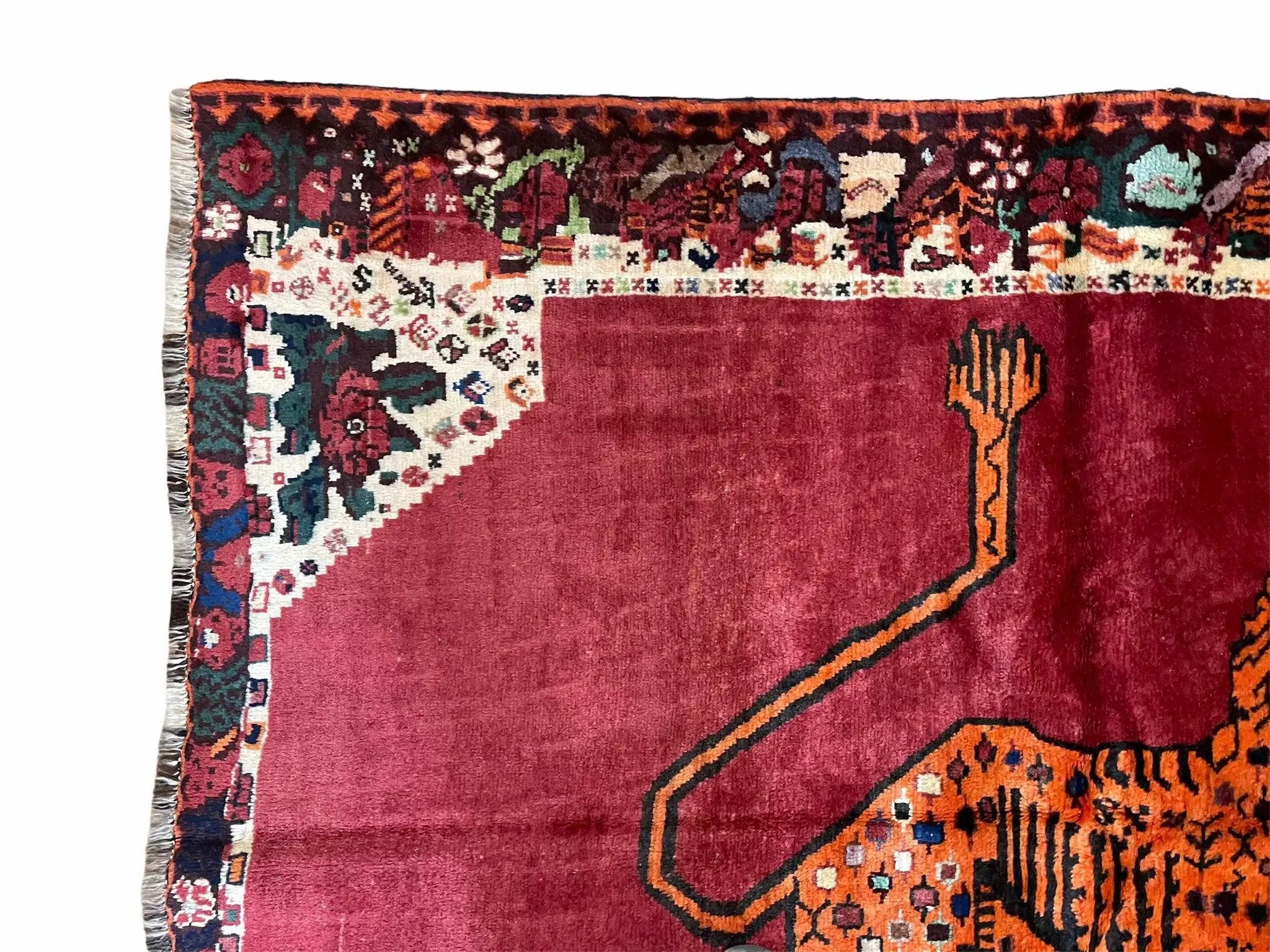 5 X 6 Handmade Rug Zagros Quality Wool Rug Lion Organic Dyes Red Leopard Tribal by Jewel Rugs
