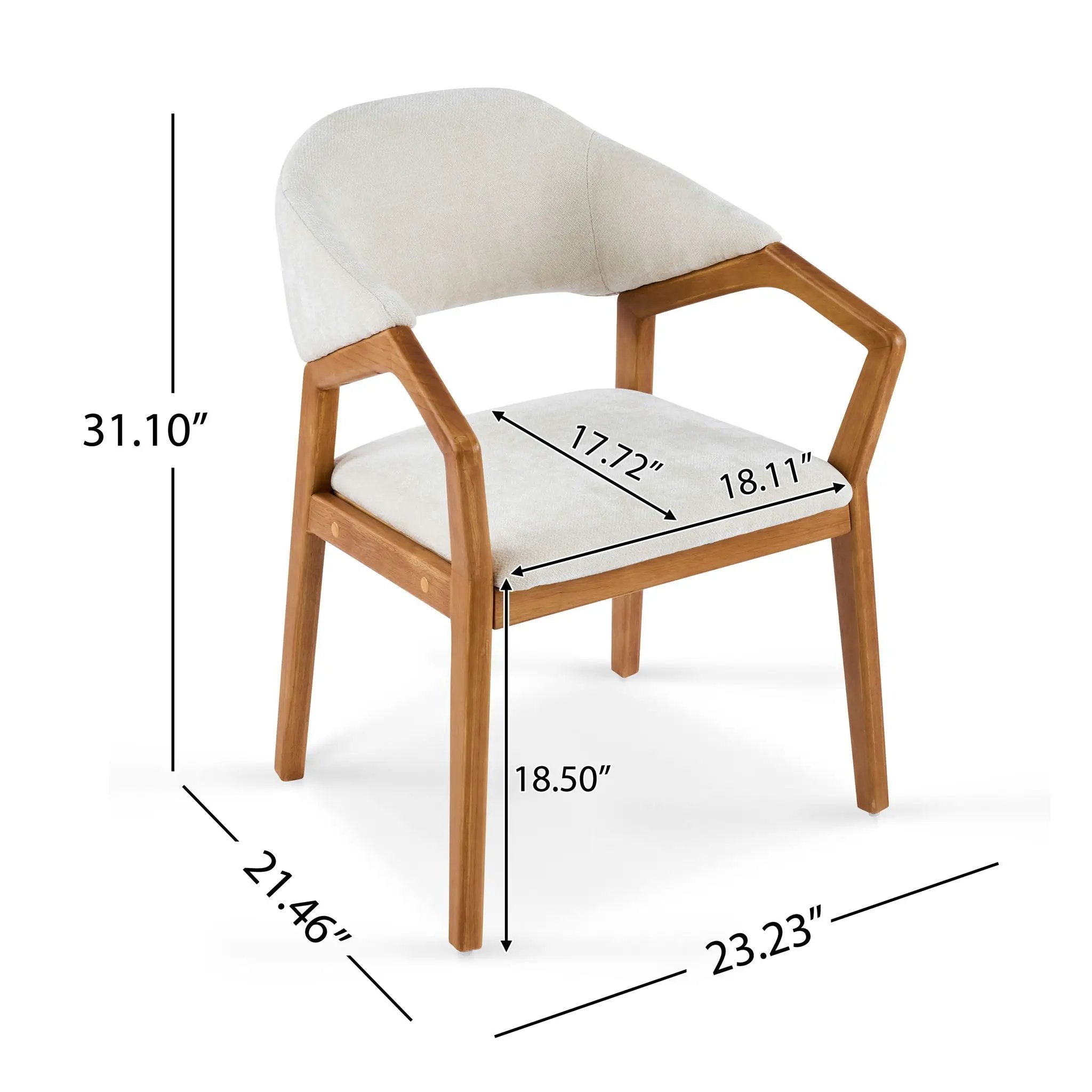Indoor Upholstered Dining Armchair (Set of 2) - Beige / Teak by HouseOfZazla