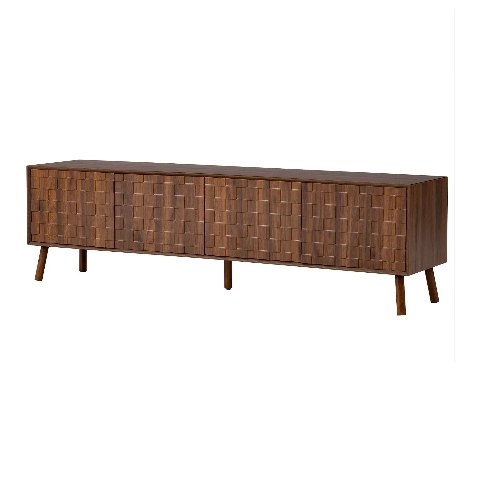 TV Stand With Soft Closing Hinges And Cable Management - Walnut by HouseOfZazla