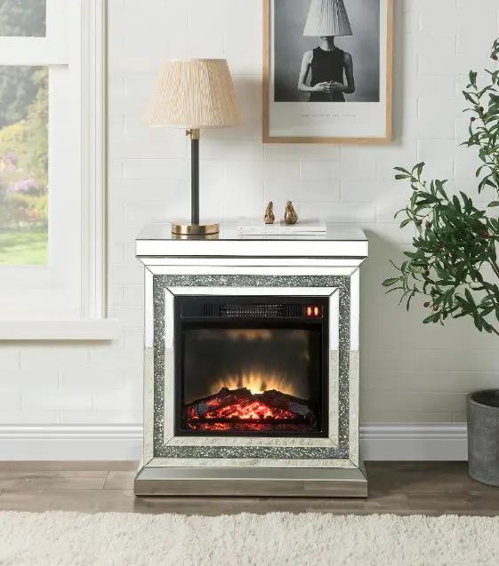 Noralie - 28" Fireplace - Mirrored & Faux Diamonds by Unique Piece Furniture
