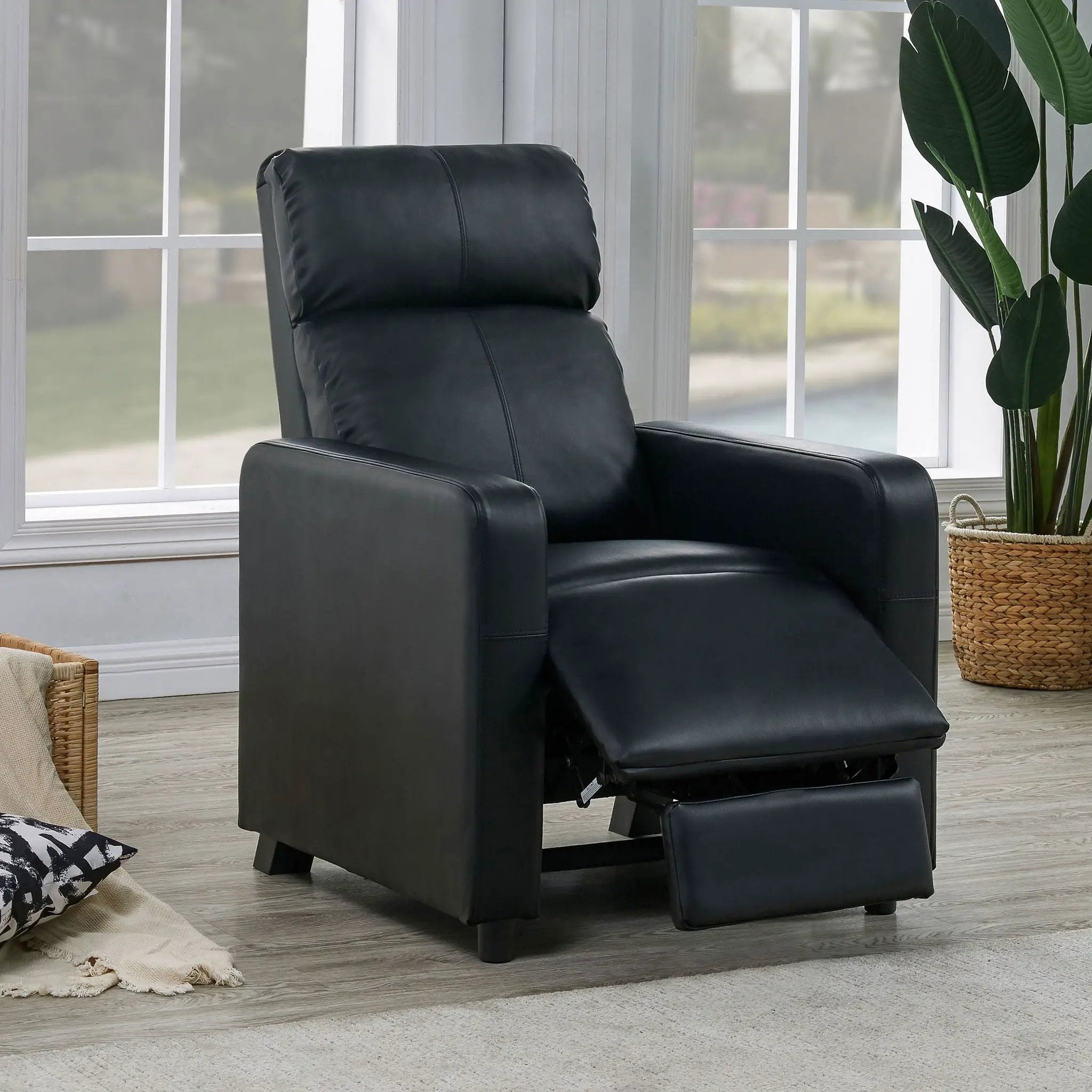 Toohey Upholstered Home Theater Push Back Recliner Black by Unique Piece Furniture