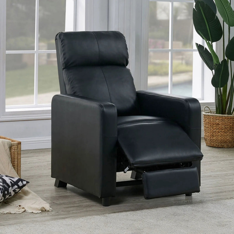 Toohey Upholstered Home Theater Push Back Recliner Black by Unique Piece Furniture