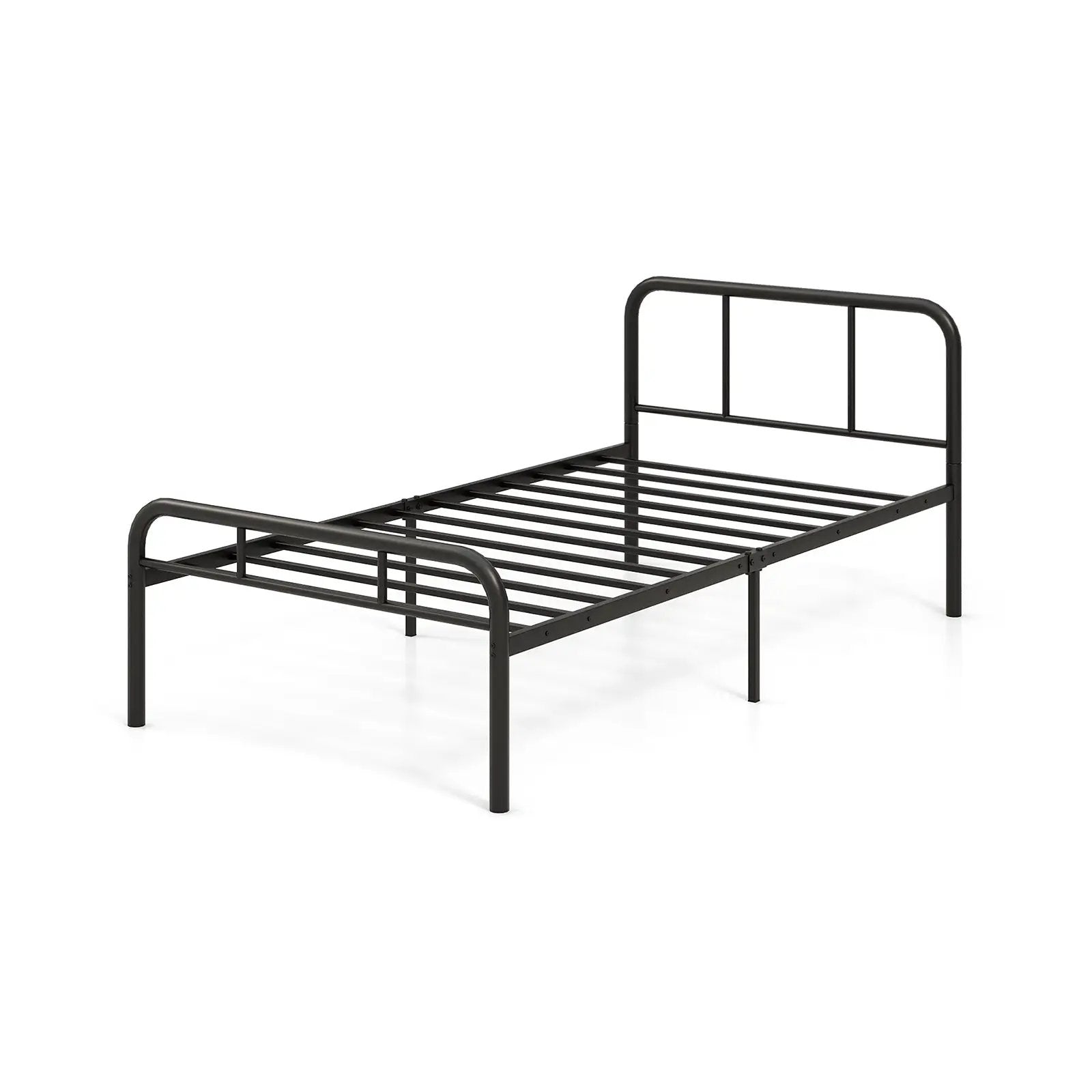 Modern Metal Platform Bed with Headboard and Footboard-Black by DirectDeals