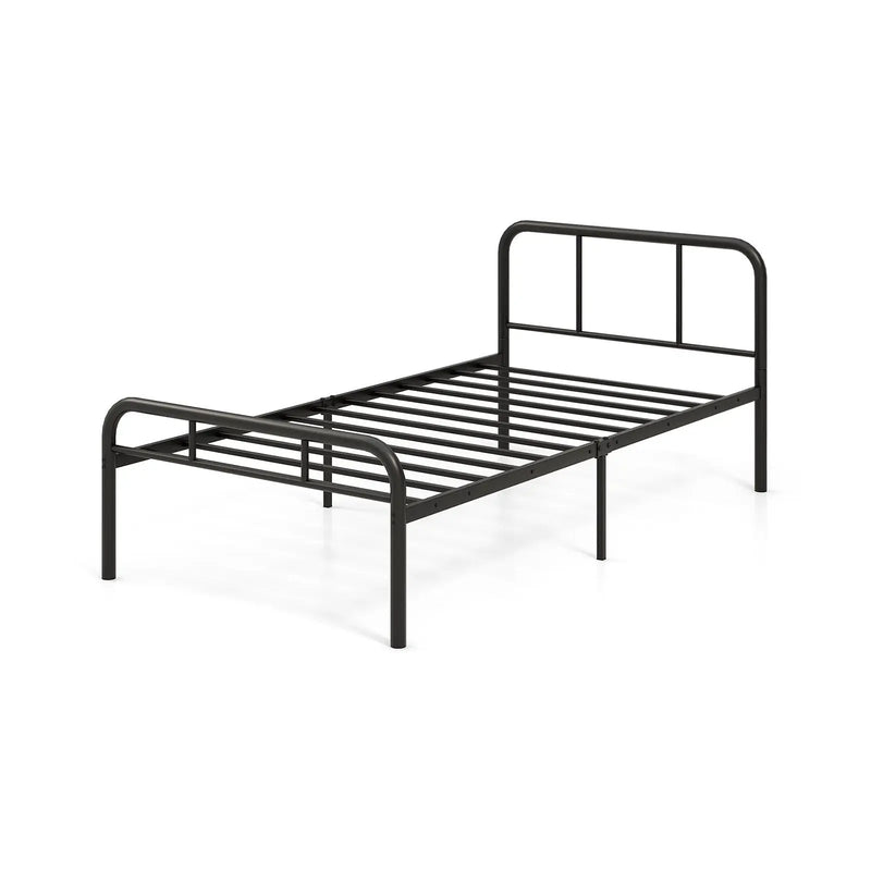 Modern Metal Platform Bed with Headboard and Footboard-Black by DirectDeals