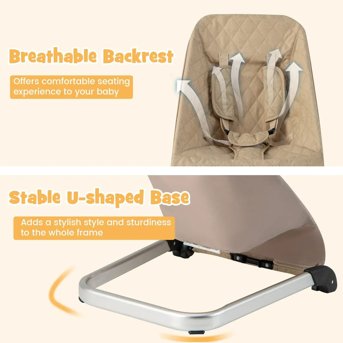 Baby Bouncer Seat with Aluminum and Metal Frame