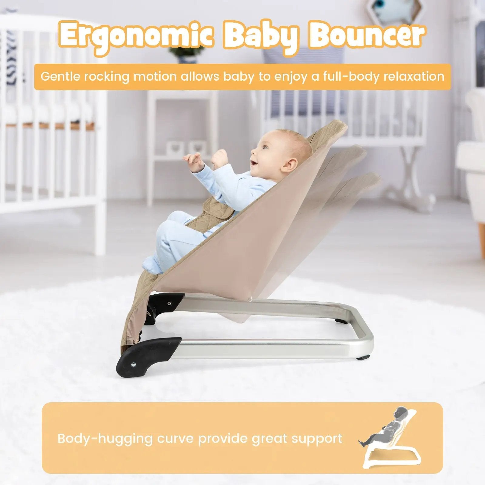 Baby Bouncer Seat with Aluminum and Metal Frame by DirectDeals
