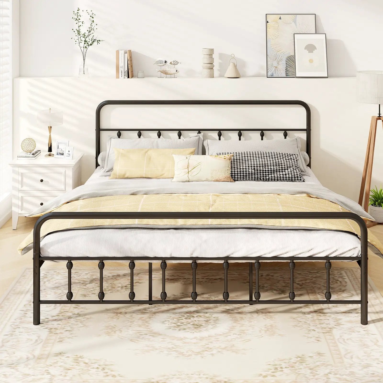 Bed Frame with Headboard and Under Bed Storage Black by DirectDeals