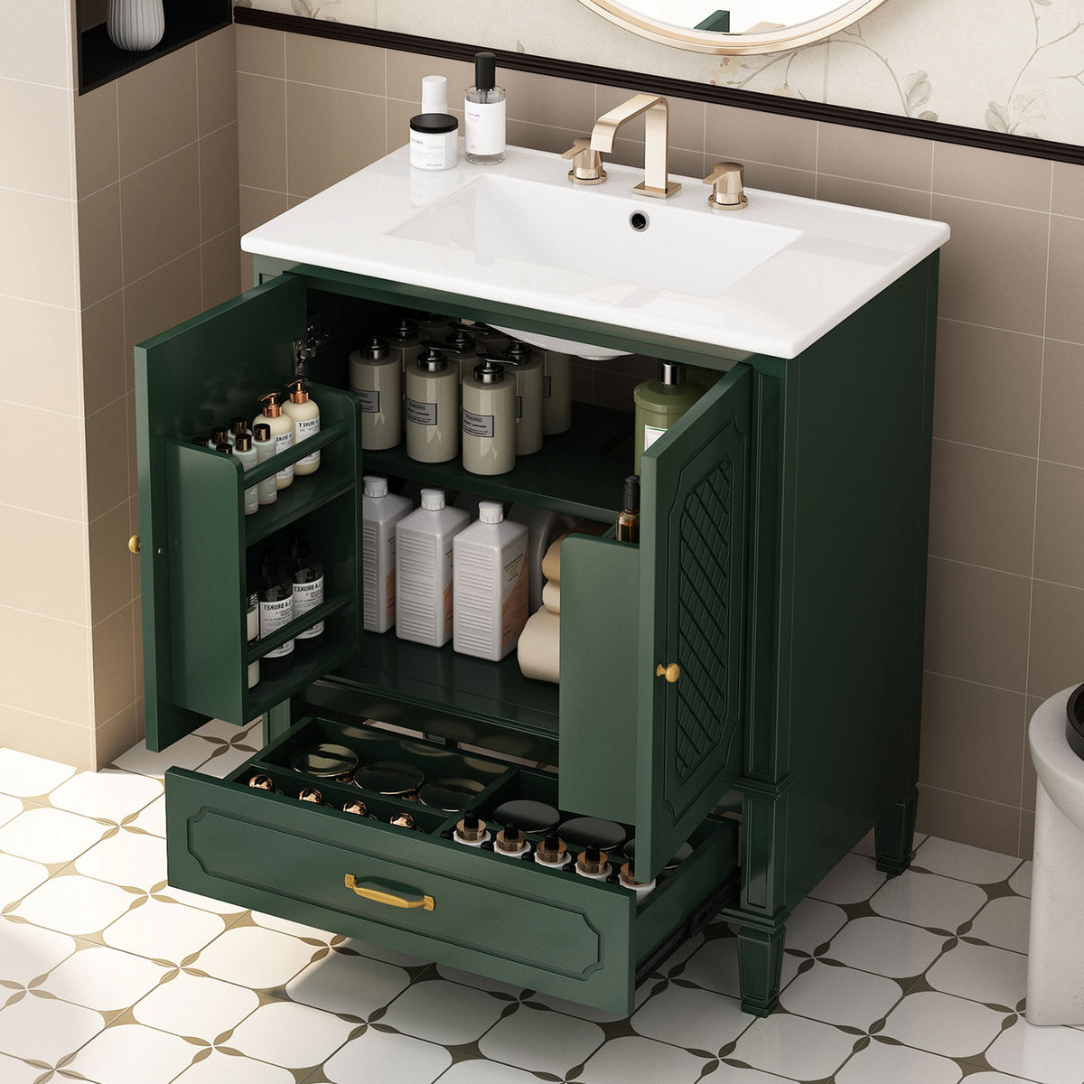 30" Bathroom Vanity with Sink - Freestanding Design - Green or Blue, photo 7 of 10