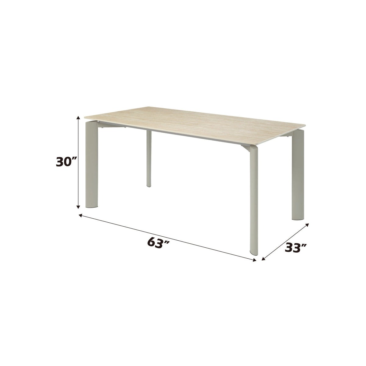 Light Gray Ceramic Top Dining Table with Durable Metal Legs - Ingram, photo 4 of 4