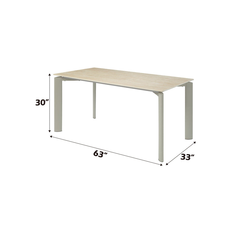 Light Gray Ceramic Top Dining Table with Durable Metal Legs - Ingram, photo 4 of 4