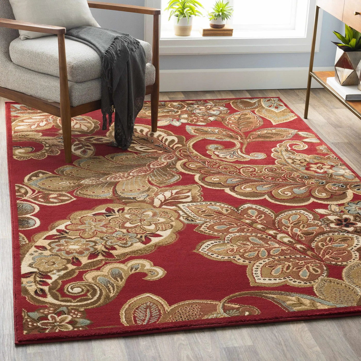 Beedeville Red Floral Rug by Boutique Rugs