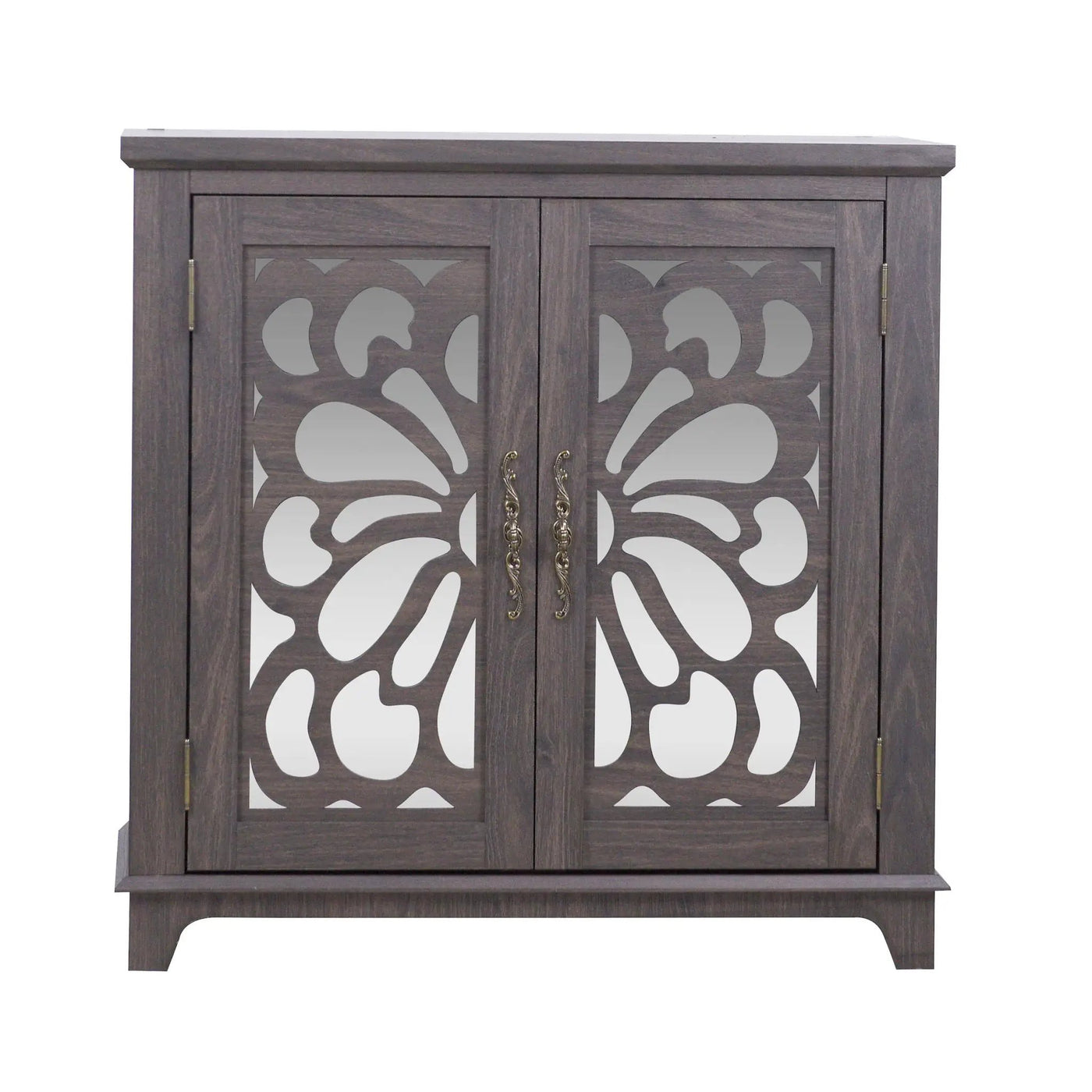 Elegant Sideboard With 2 Acrylic Mirrored Doors, Adjustable Shelf Storage by HouseOfZazla
