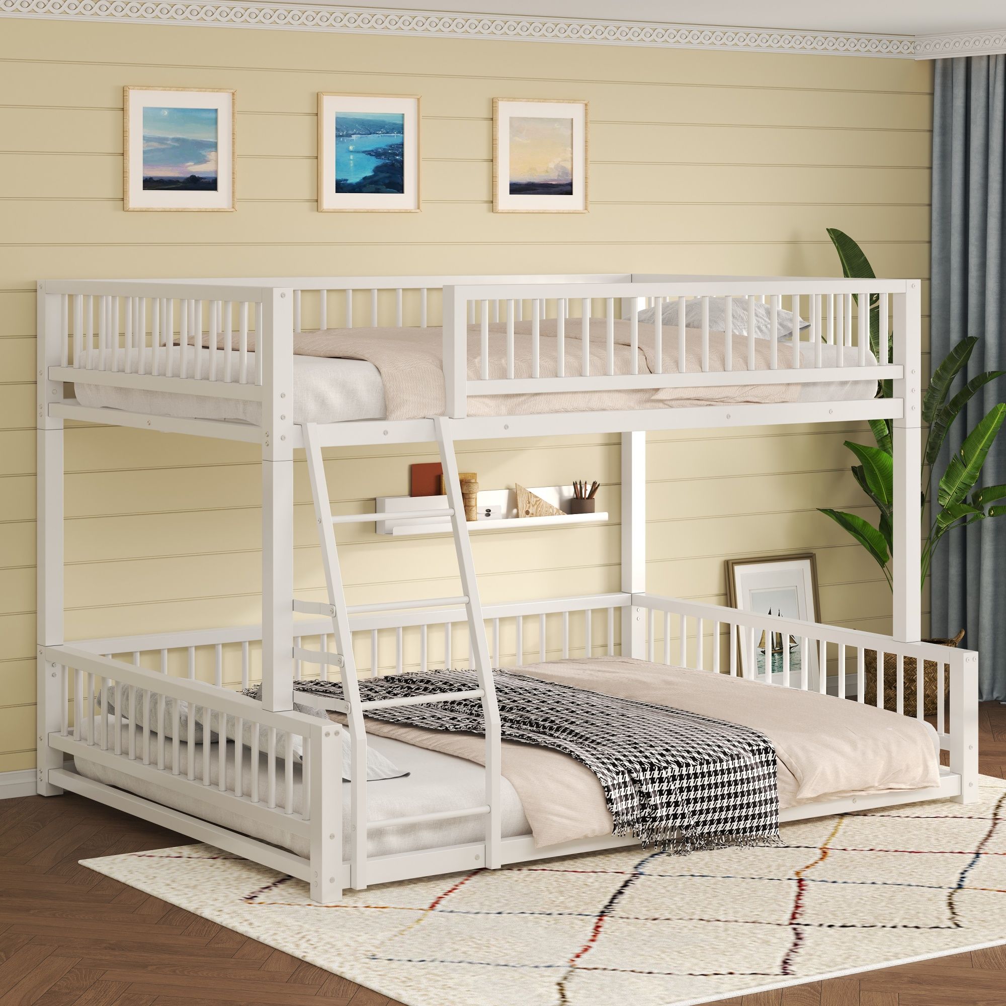Bunk Bed Frame With Ladder And Safety Guardrails by HouseOfZazla