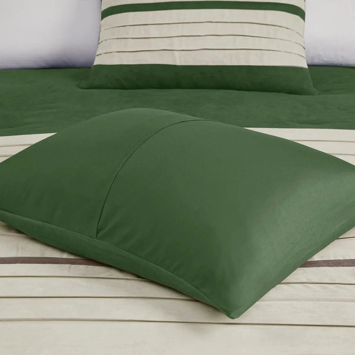 7 Pc Faux Suede Comforter Set Green King by HouseOfZazla
