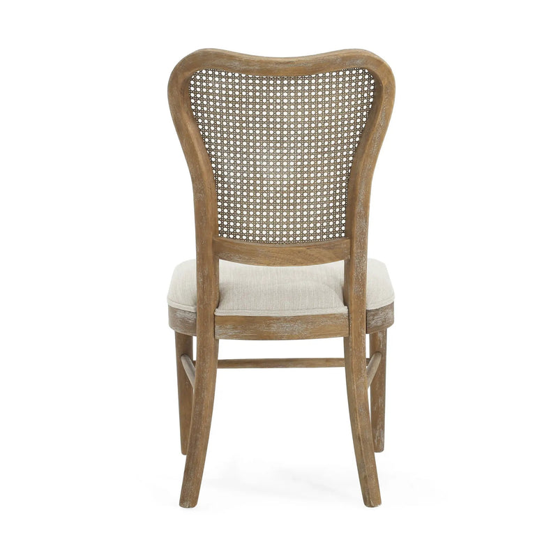 Classic Retro Dining Chair (Set of 2) With Rattan Backrest - Dark Brown / Beige by HouseOfZazla