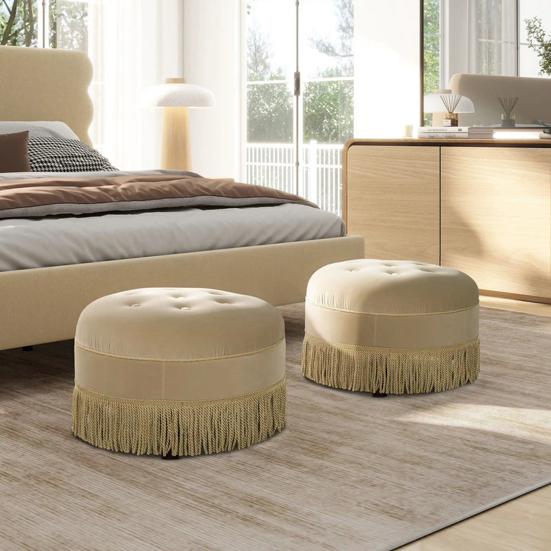 Yolanda - Round Upholstered Accent Ottoman by Unique Piece Furniture