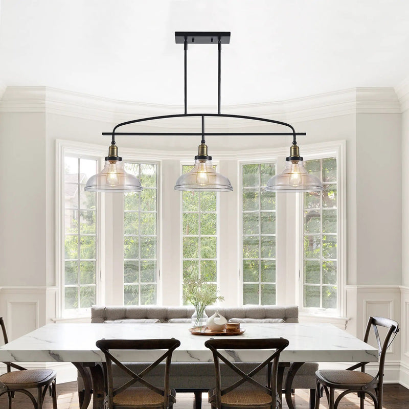 Industrial 3-Light Pendant Chandelier with Clear Glass Shades by HouseOfZazla