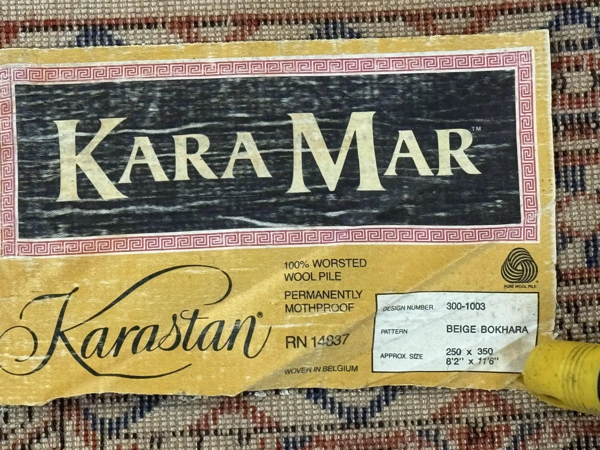 Karastan Rug 8.2 x 11.6 Beige Bokhara, Wool Pile, Vintage Discontinued Karastan Area Rug, Belgium Power Loomed Rug by Jewel Rugs