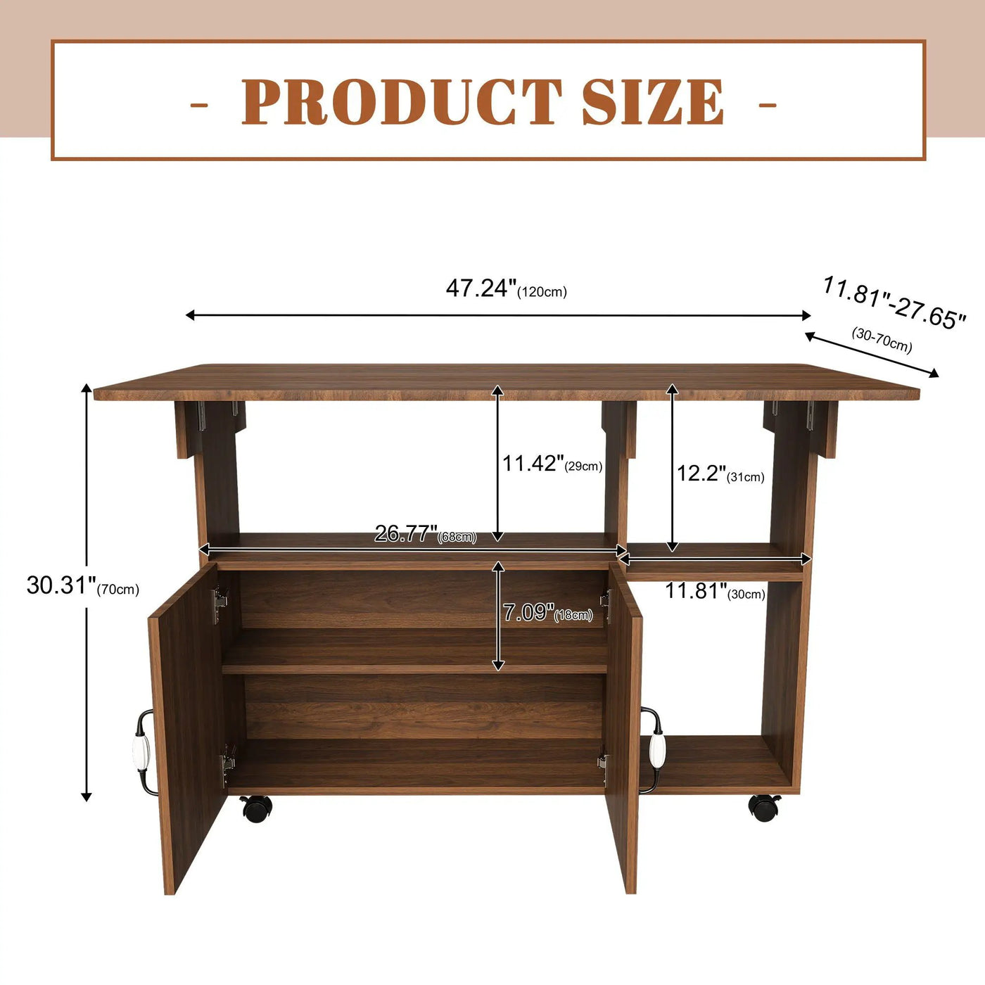 Multi Functional Folding Table With Storage Shelves And Wheels by HouseOfZazla